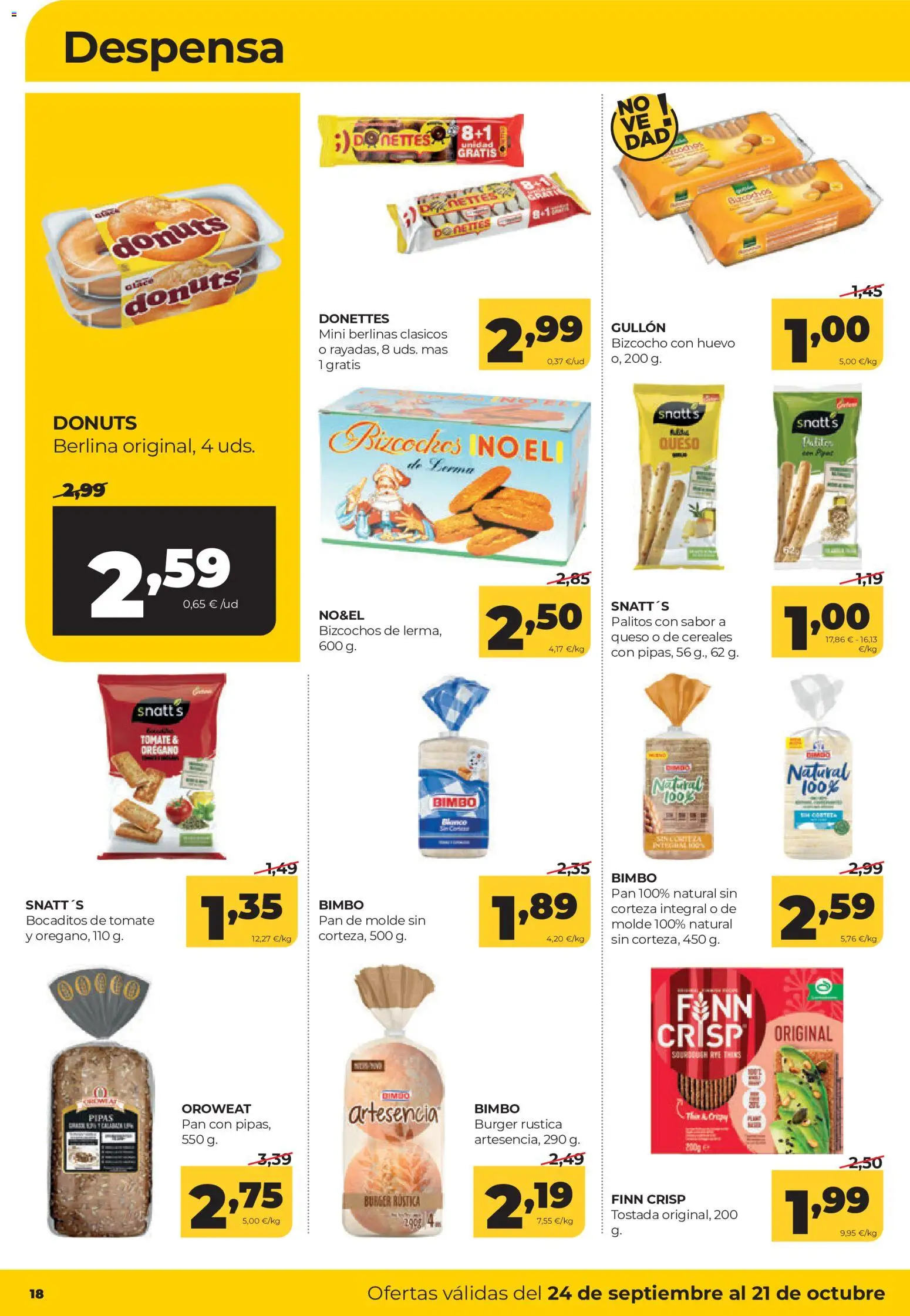 Alimerka folleto Castilla y León │ válido desde el 24/09/2026 | Página: 18 | Productos: Queso, Pan, Cereales, Bizcochos