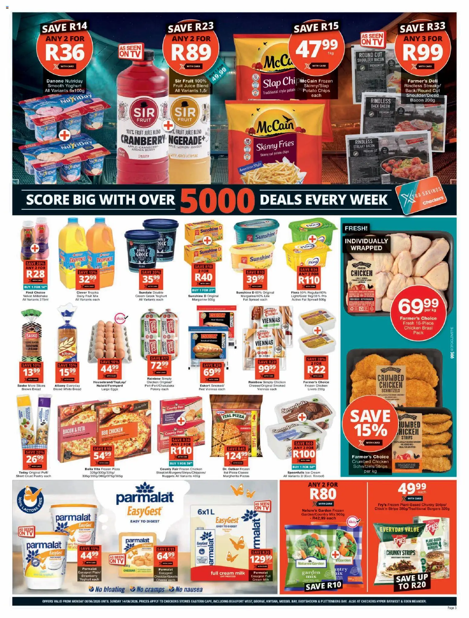 New Checkers catalogue – valid from 08.06.2026 | Page: 3 | Products: Yoghurt, Polony, Burgers, Ice cream