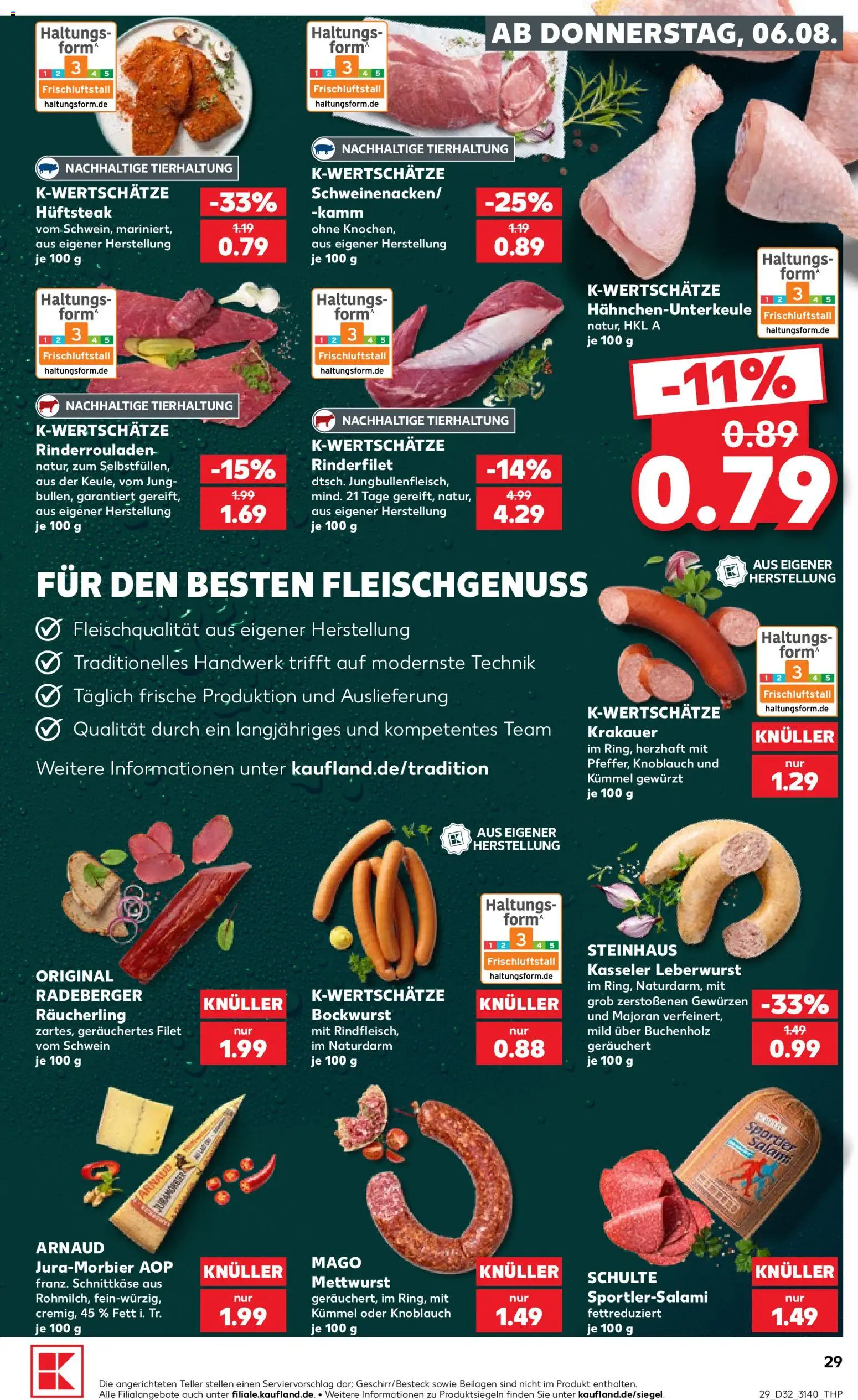 Kaufland Prospekt Leipzig – gültig ab 06.08.2026 | Seite: 29 | Produkte: Rinderrouladen, Bockwurst, Rinderfilet, Salami