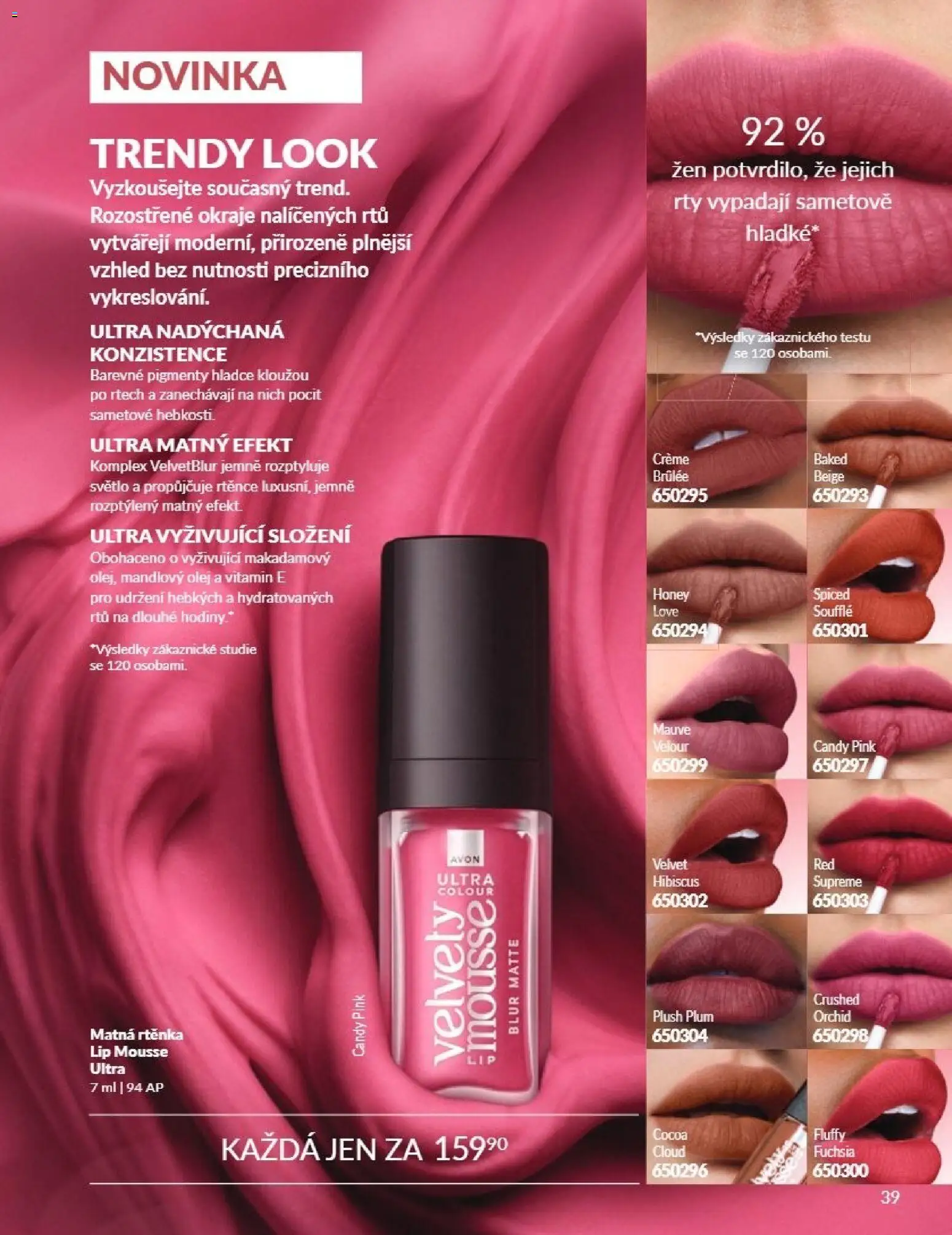 Avon Katalog 09/2026 od 01.09.2026 | Strana: 39 | Produkty: Hodiny, Olej, Velvet, Rtěnka