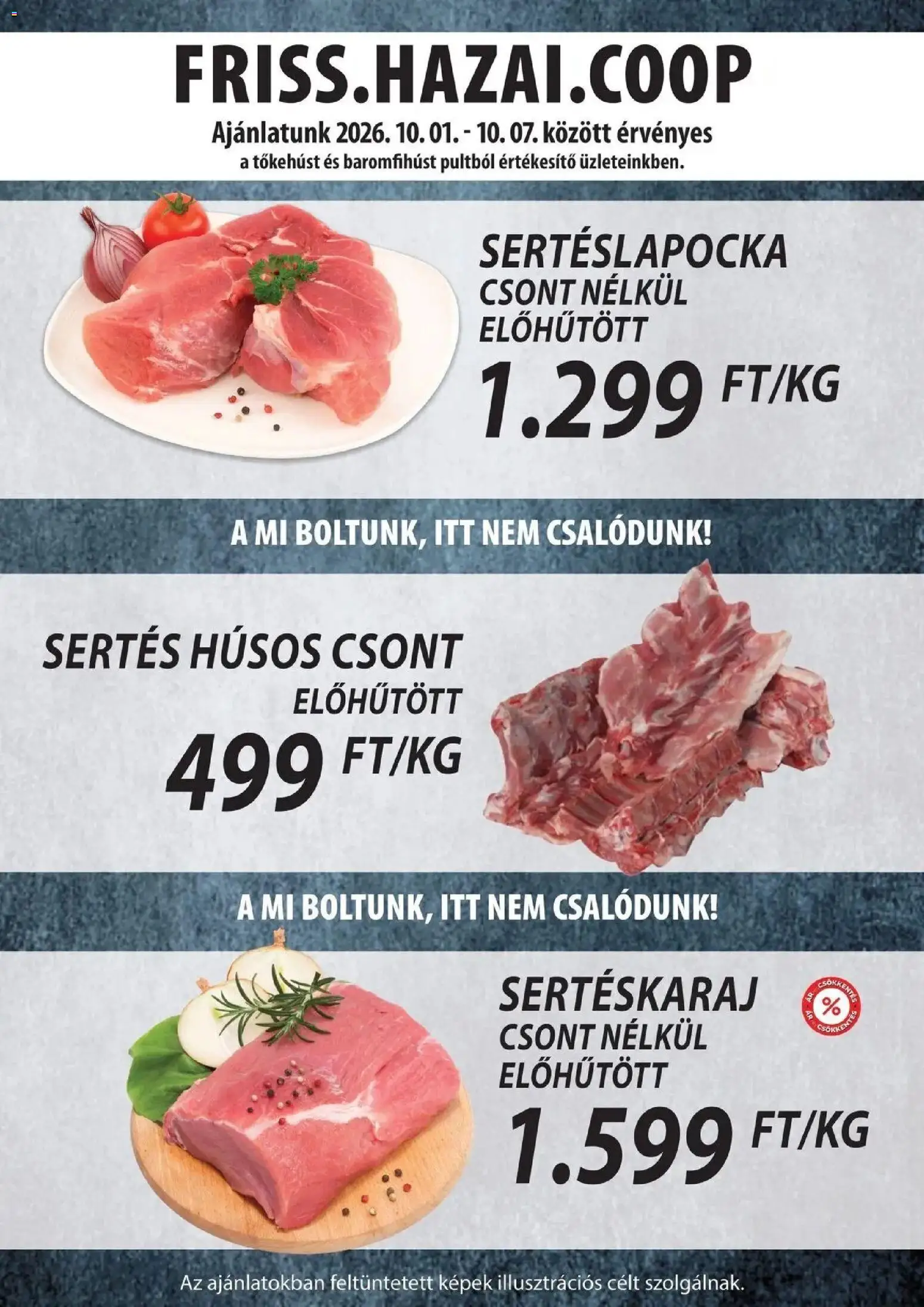 COOP Szolnok akciós újság Székesfehérvár - 2026.10.01. -tól/töl > akció, lapozható szórólap 🛍️ | Oldal: 2 | Termékek: Sertéslapocka, Sertéskaraj