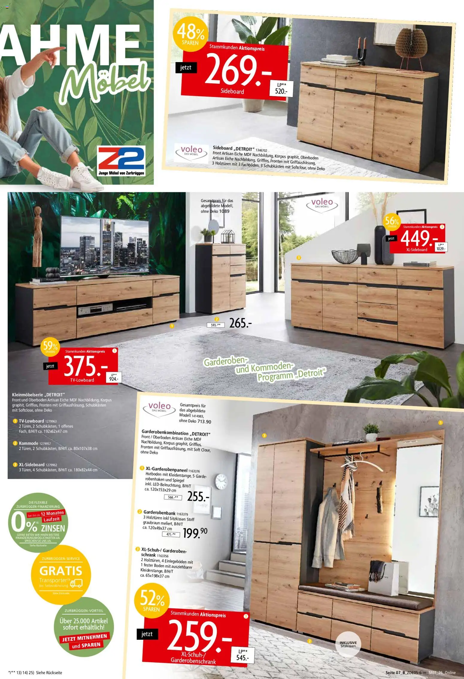 Zurbrüggen Z2 Mitnahme Möbel – gültig ab 16.05.2026 | Seite: 15 | Produkte: Kommode, Schrank, Spiegel, Garderobenschrank
