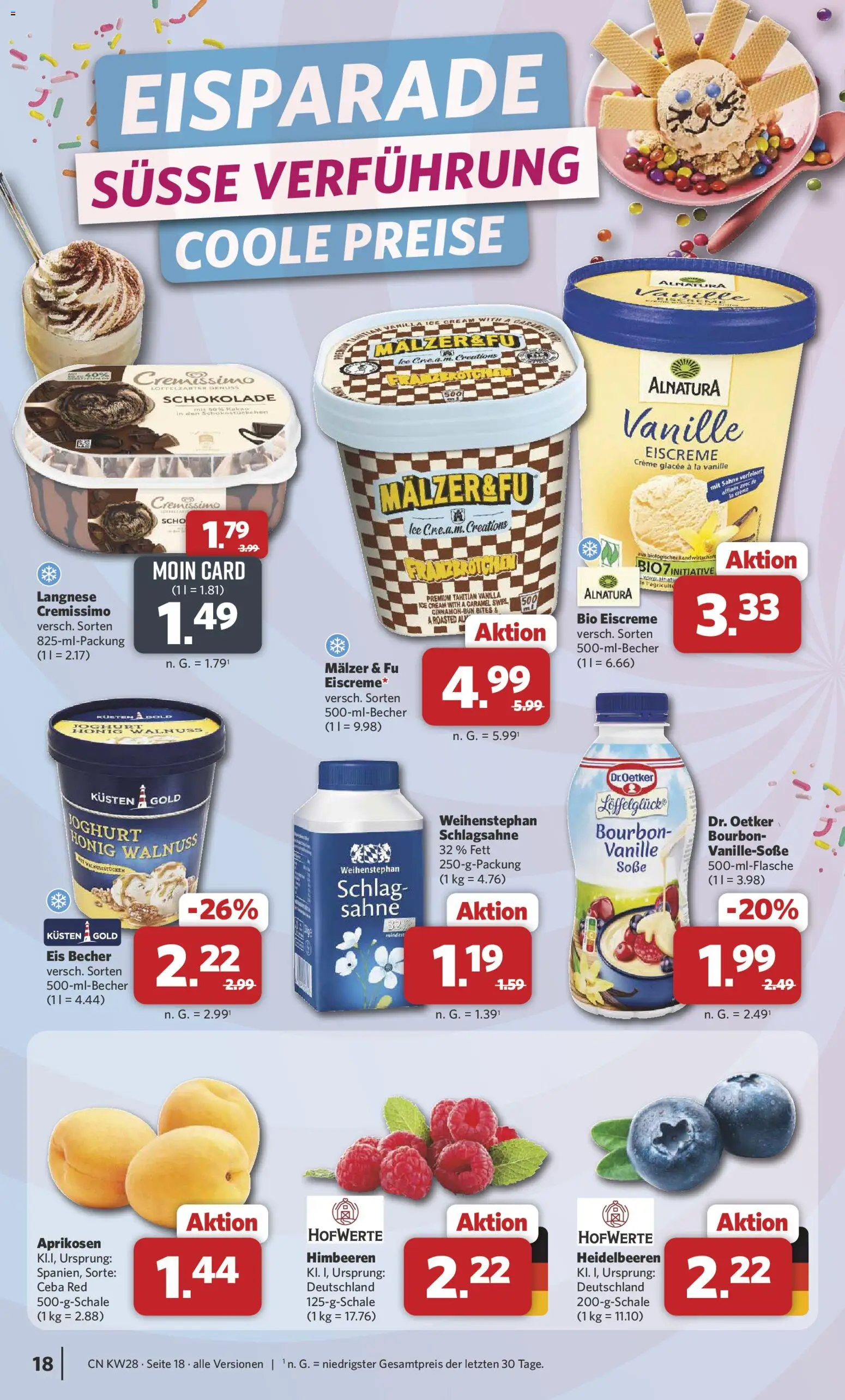 Combi Prospekt – gültig ab 06.07.2026 | Seite: 18 | Produkte: Himbeeren, Langnese, Eiscreme, Sahne