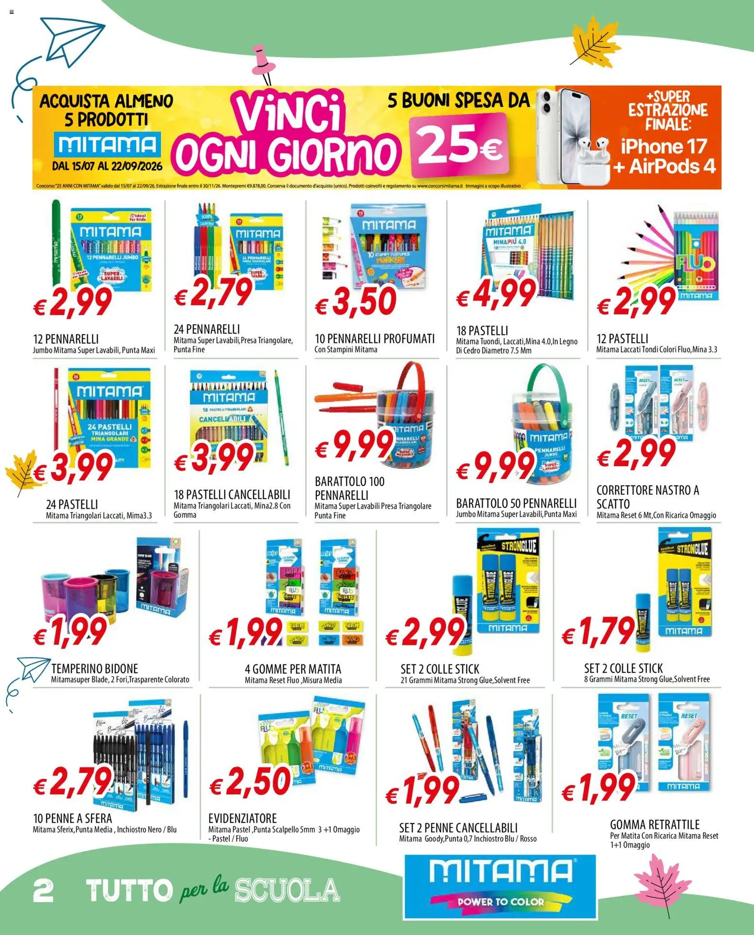 Volantino Galassia del 17/08/2026 | Pagina: 2 | Prodotti: Temperino, Pennarelli, Penne, Airpods