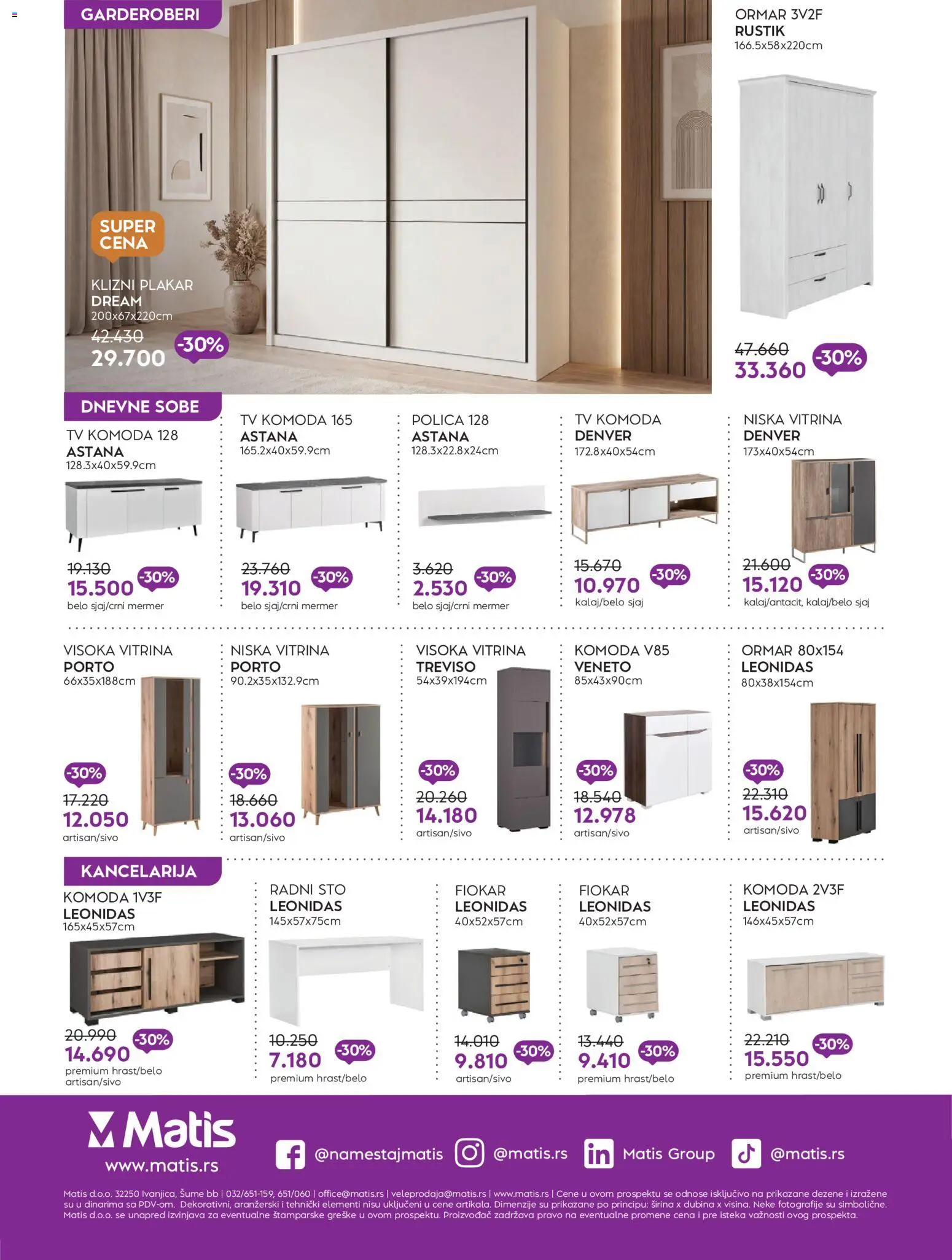 Matis katalog - važi od 23.07.2026 | Strana: 2 | Proizvode: Tv komoda, Polica, Sto, Ormar