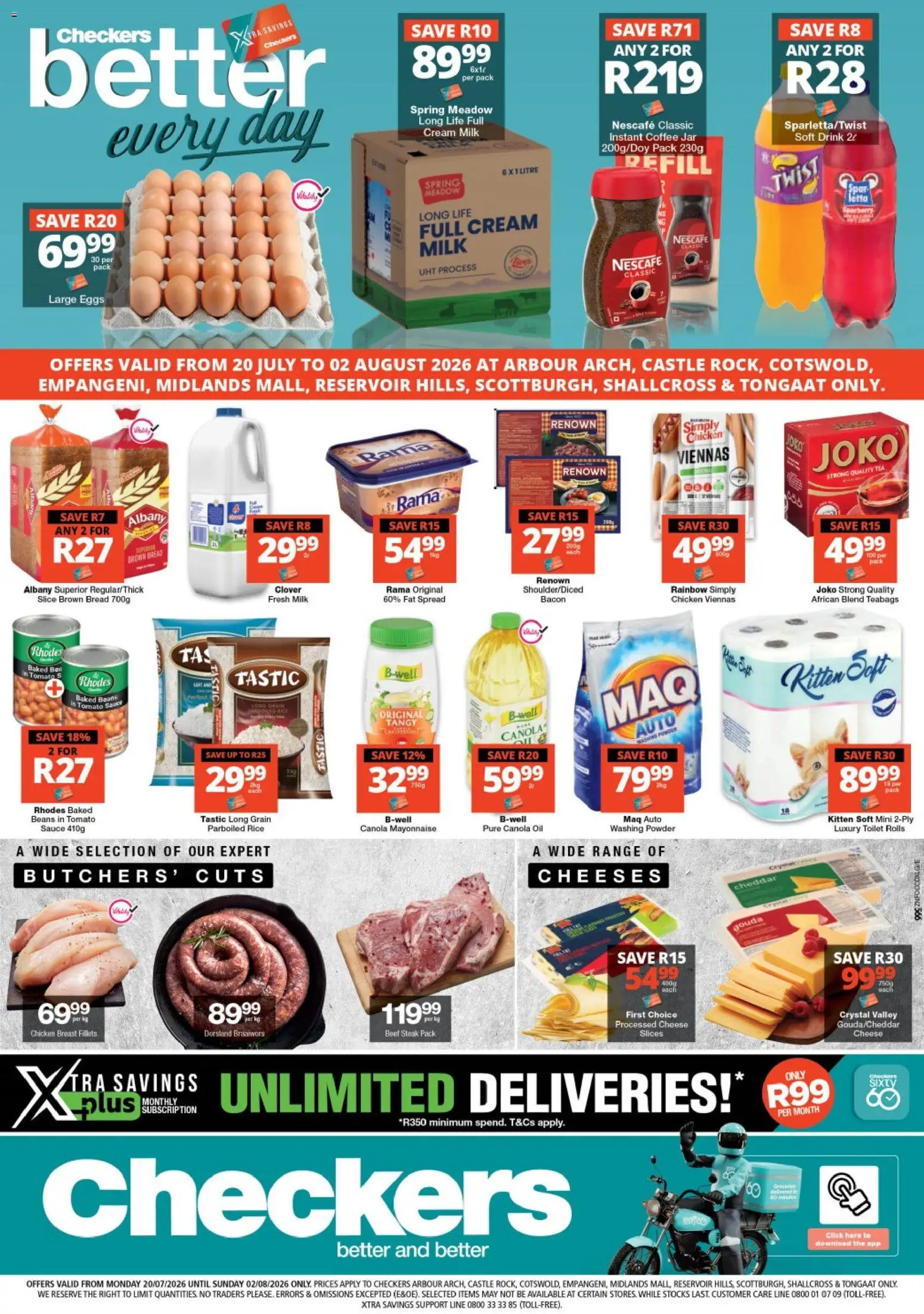 New Checkers catalogue – valid from 20/07/2026 | Page: 1 | Products: Beans, Steak, Eggs, Chicken