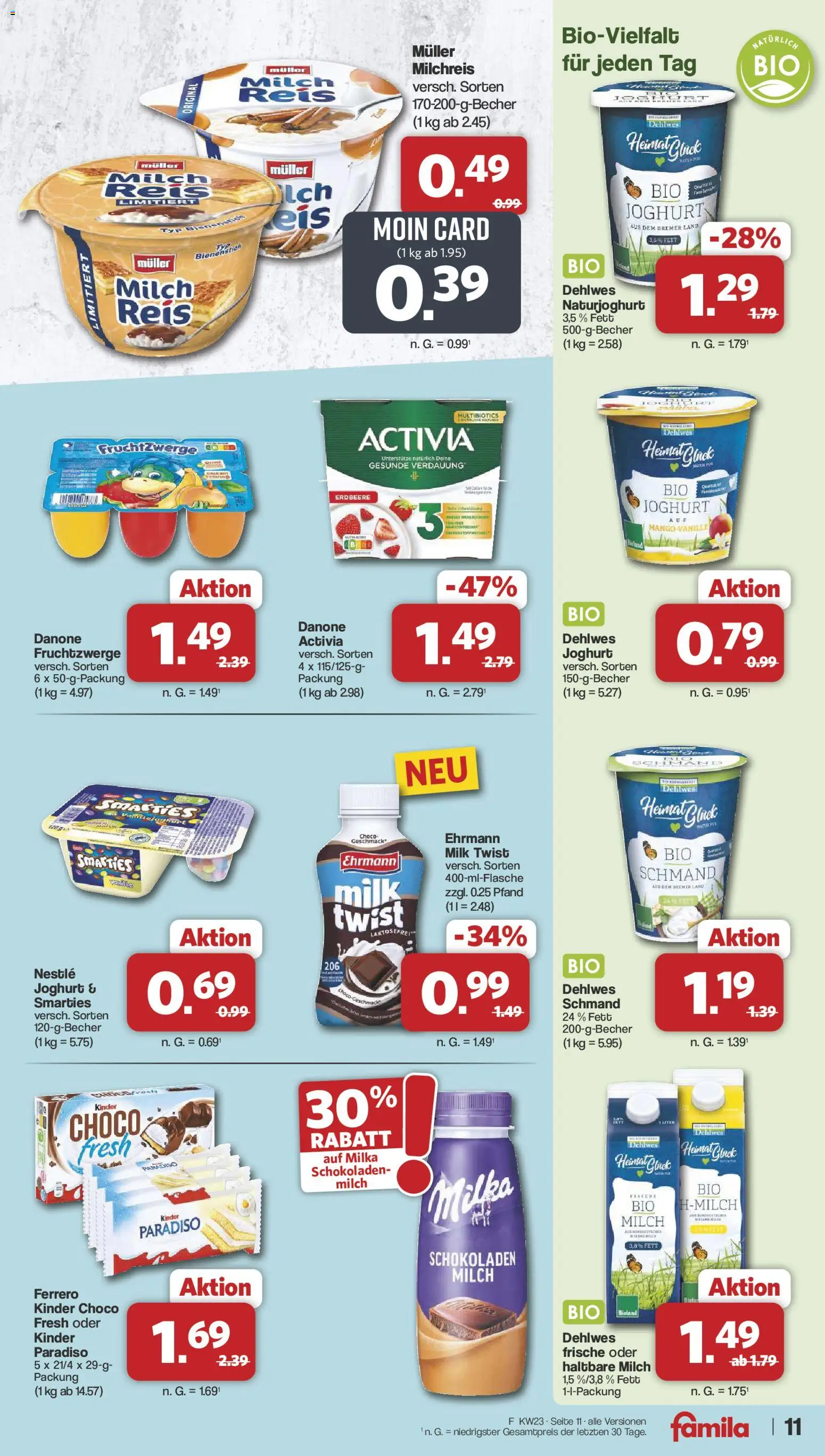 Famila Nordwest Prospekt – gültig ab 01.06.2026 | Seite: 11 | Produkte: Milch, Joghurt, Haltbare milch, Smarties