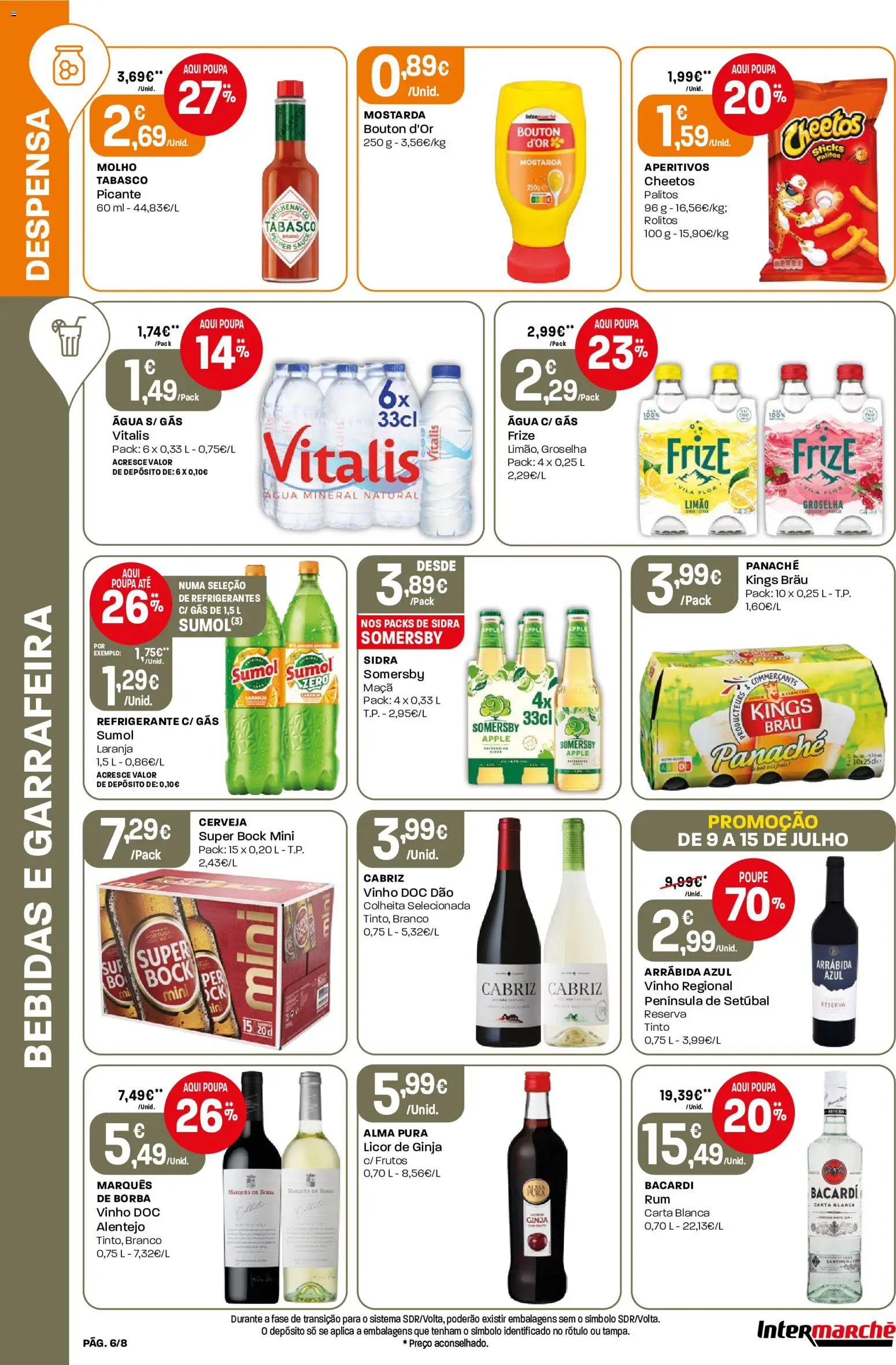 Intermarché Folheto Mini │ válido de 09/07/2026 | Página: 6 | Produtos: Refrigerante, Super bock, Licor, Vinho