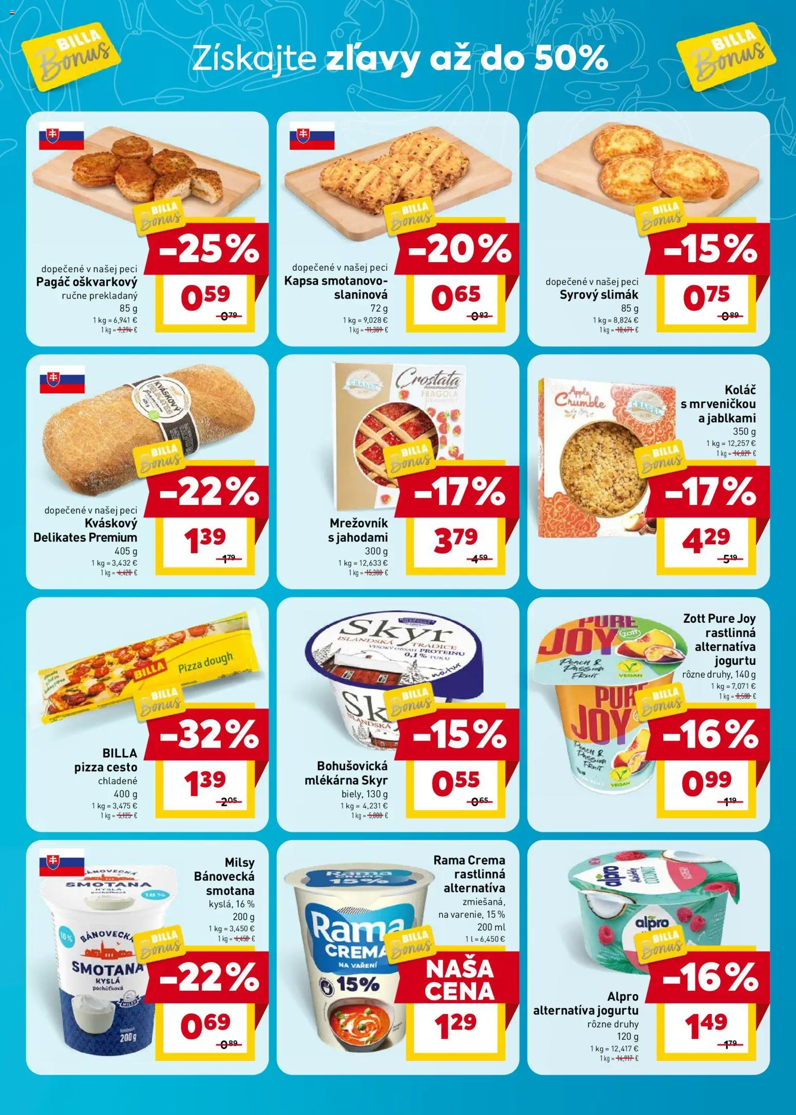 Nové Billa akcie – leták je platný od 19.08.2026 | Strana: 3 | Produkty: Cesto, Skyr, Koláč, Apple