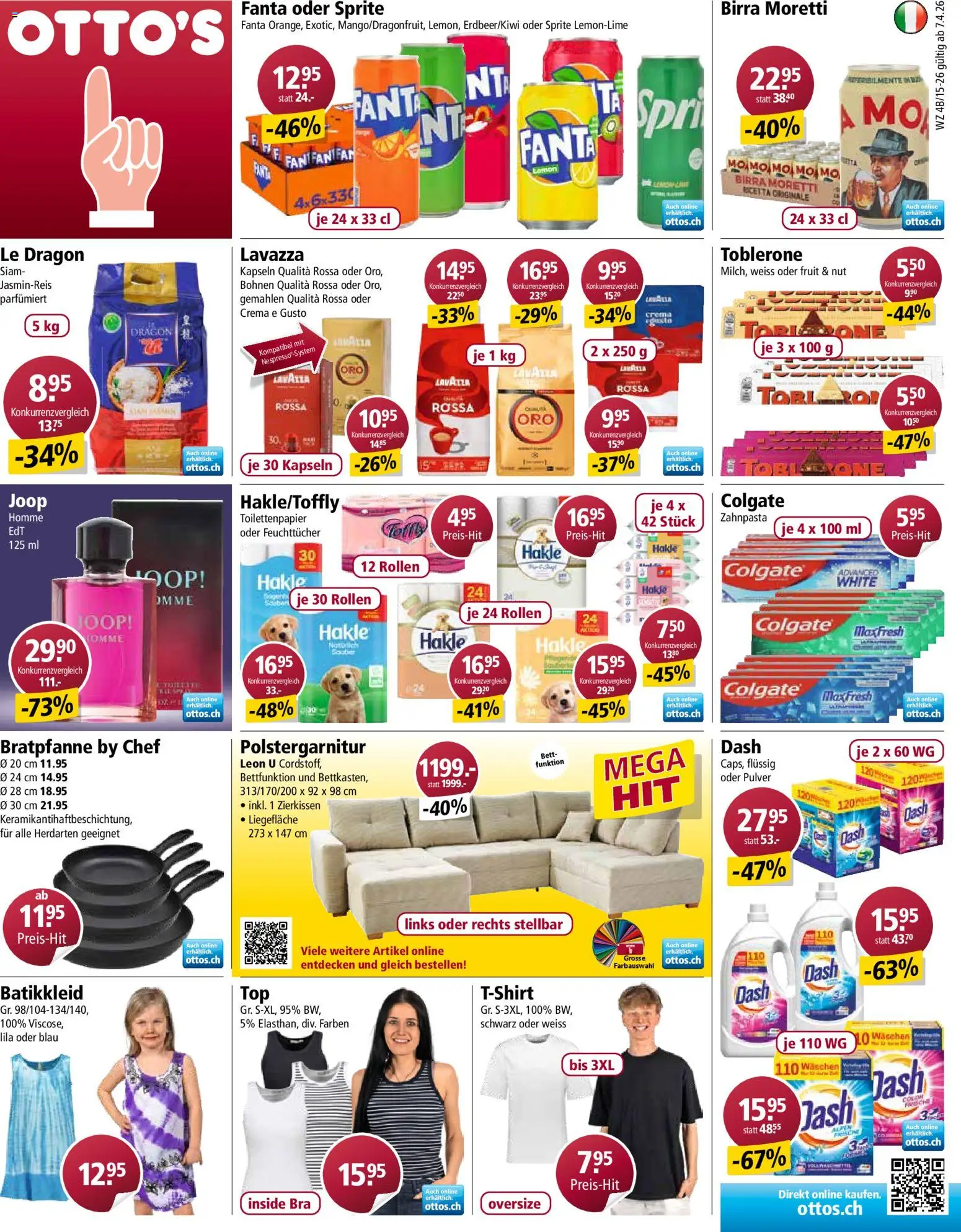 Otto's aktionen – gültig ab 07.04.2026 | Seite: 1 | Produkte: Fanta, Pulver, Bett, Toilettenpapier