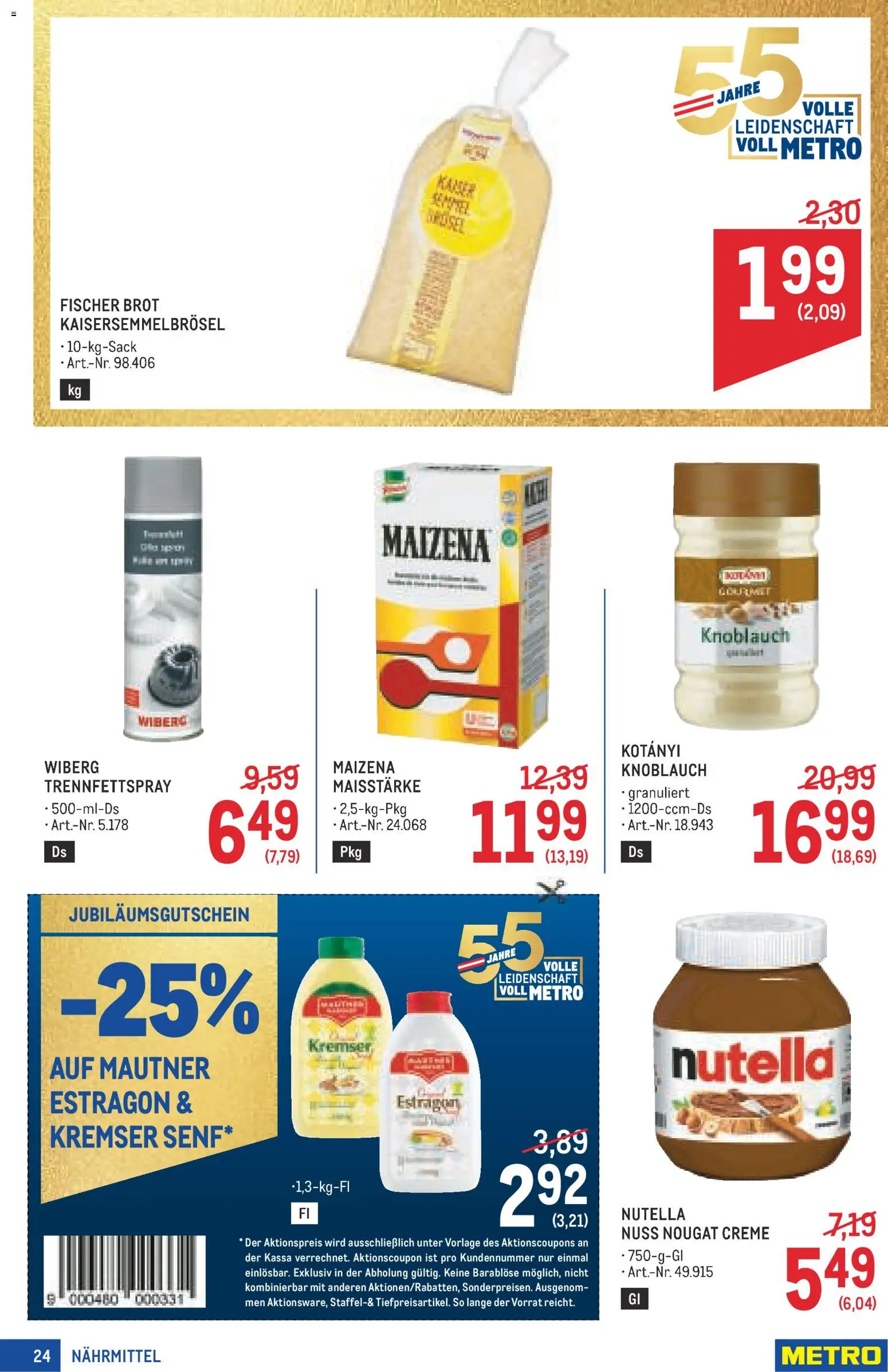 Metro angebote Profi 23 gültig ab 29.10.2026 | Seite: 24 | Produkte: Knoblauch, Nutella, Creme, Brot