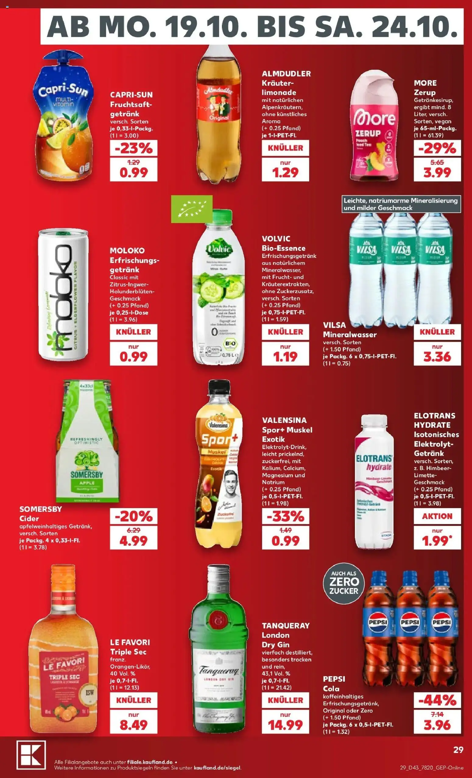 Prospekt Kaufland ab 19.10.2026 » Angebote Online zum Blättern | Seite: 33 | Produkte: Limonade, Valensina, Pepsi, Volvic