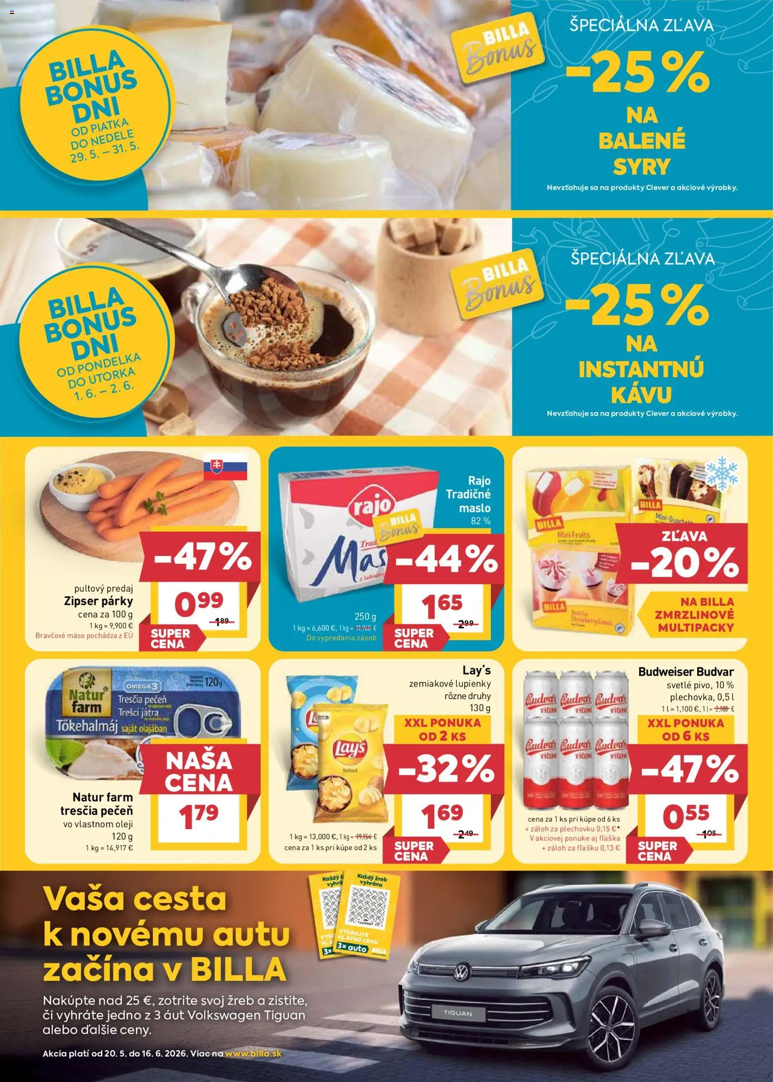 Nové Billa akcie – leták je platný od 27.05.2026 | Strana: 24 | Produkty: Maslo, Budvar, Bravčové mäso, Párky
