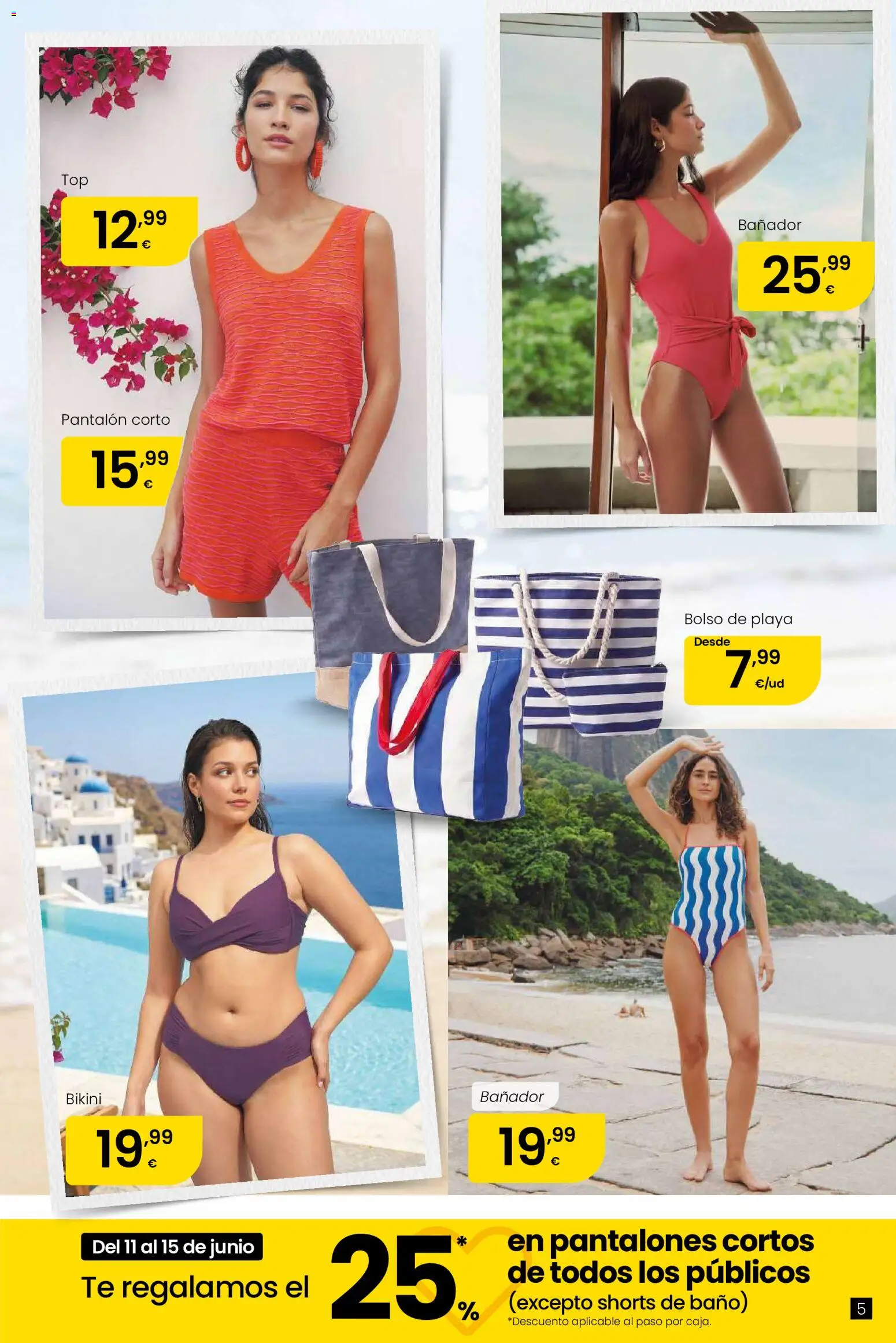 Eroski Oh! OFERTA Málaga │ válido desde el 11.06.2026 | Página: 5 | Productos: Bolso, Té, Pantalón corto, Baño