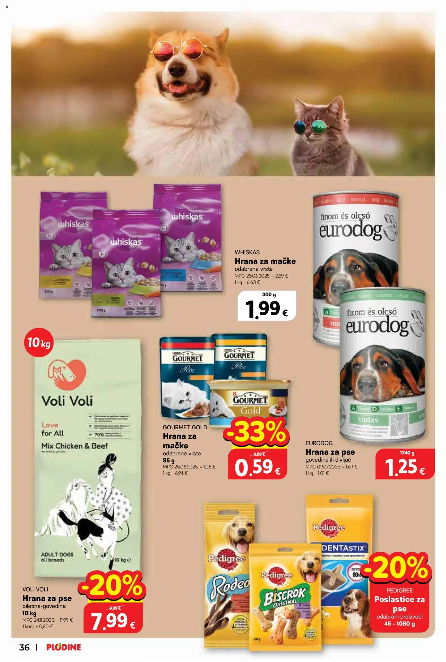 Plodine katalog | vrijedi od 06.05.2026 | Stranica: 36 | Proizvodi: Whiskas, Hrana za pse, Govedina, Hrana za mačke