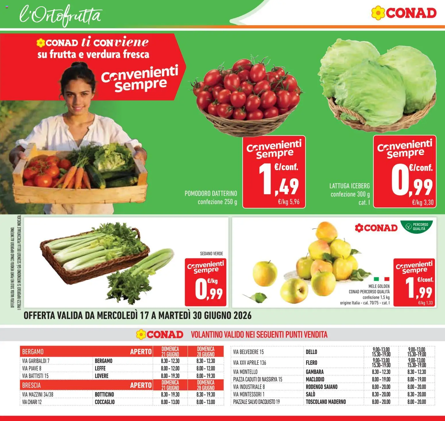 Volantino Conad del 17.06.2026 | Pagina: 18 | Prodotti: Mele, Frutta, Pomodoro, Sedano