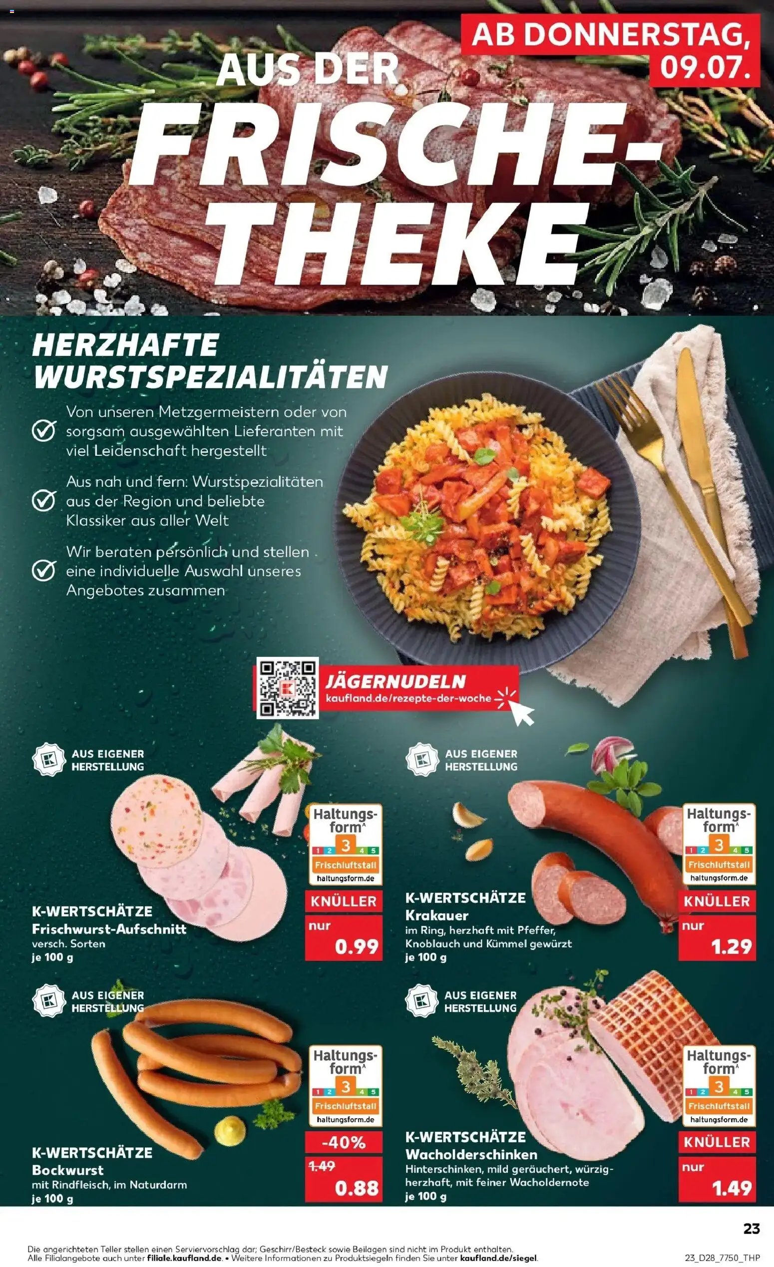 Kaufland Prospekt Pfullingen – gültig ab 09.07.2026 | Seite: 23 | Produkte: Beilagen, Bockwurst, Theke, Knoblauch