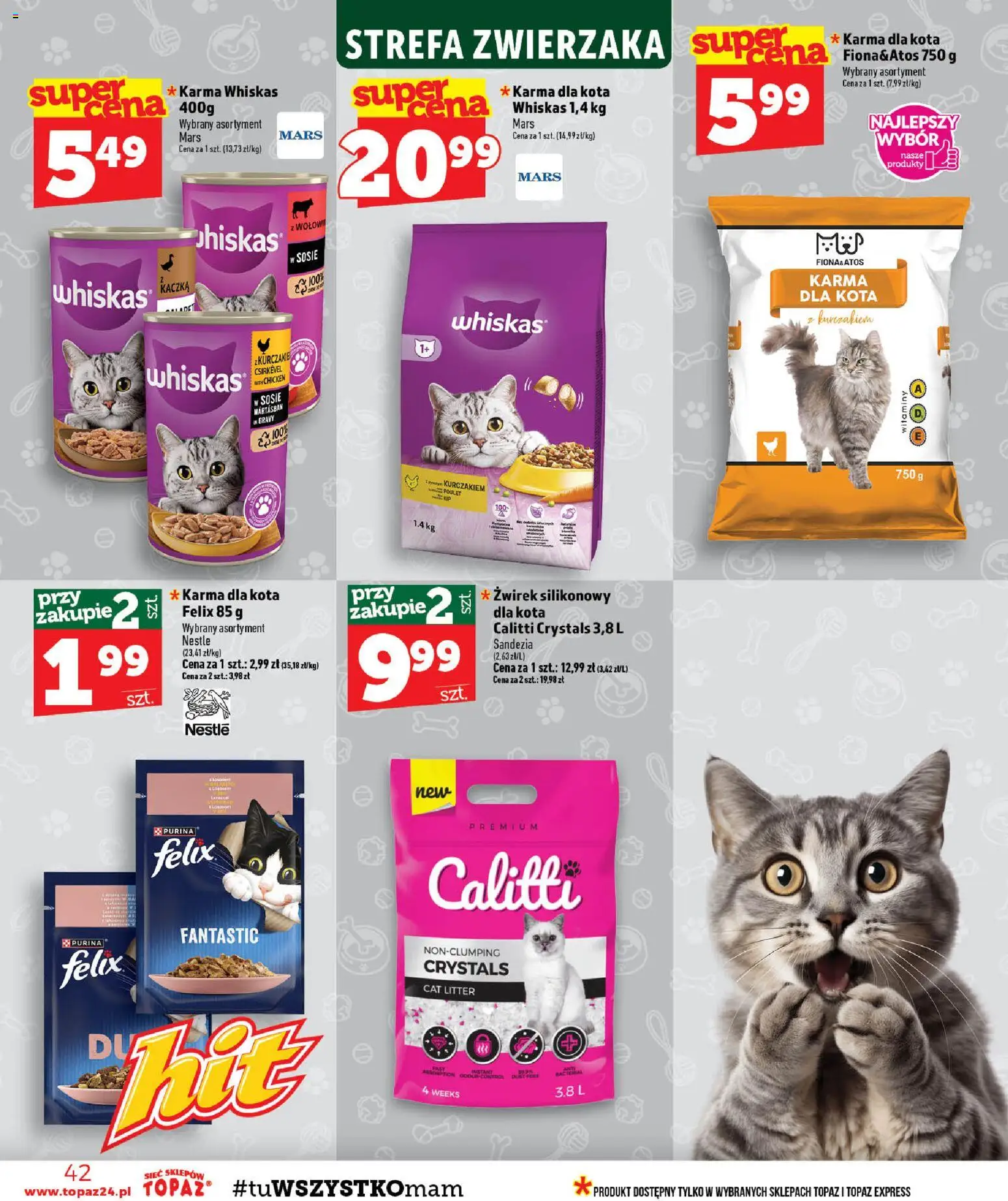 Topaz gazetka od 03.09.2026 | Strona: 42 | Produkty: Karma Whiskas, Karma dla kota, Wołowina, Karma