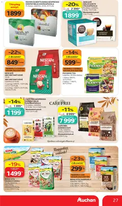 CAFE FREI SZEMES KÁVÉ, Ft/db, többféle, 1000 g, 8999 Ft/kg - amely érvényes a következő dátumtól: 2026.10.15. | Oldal: 27