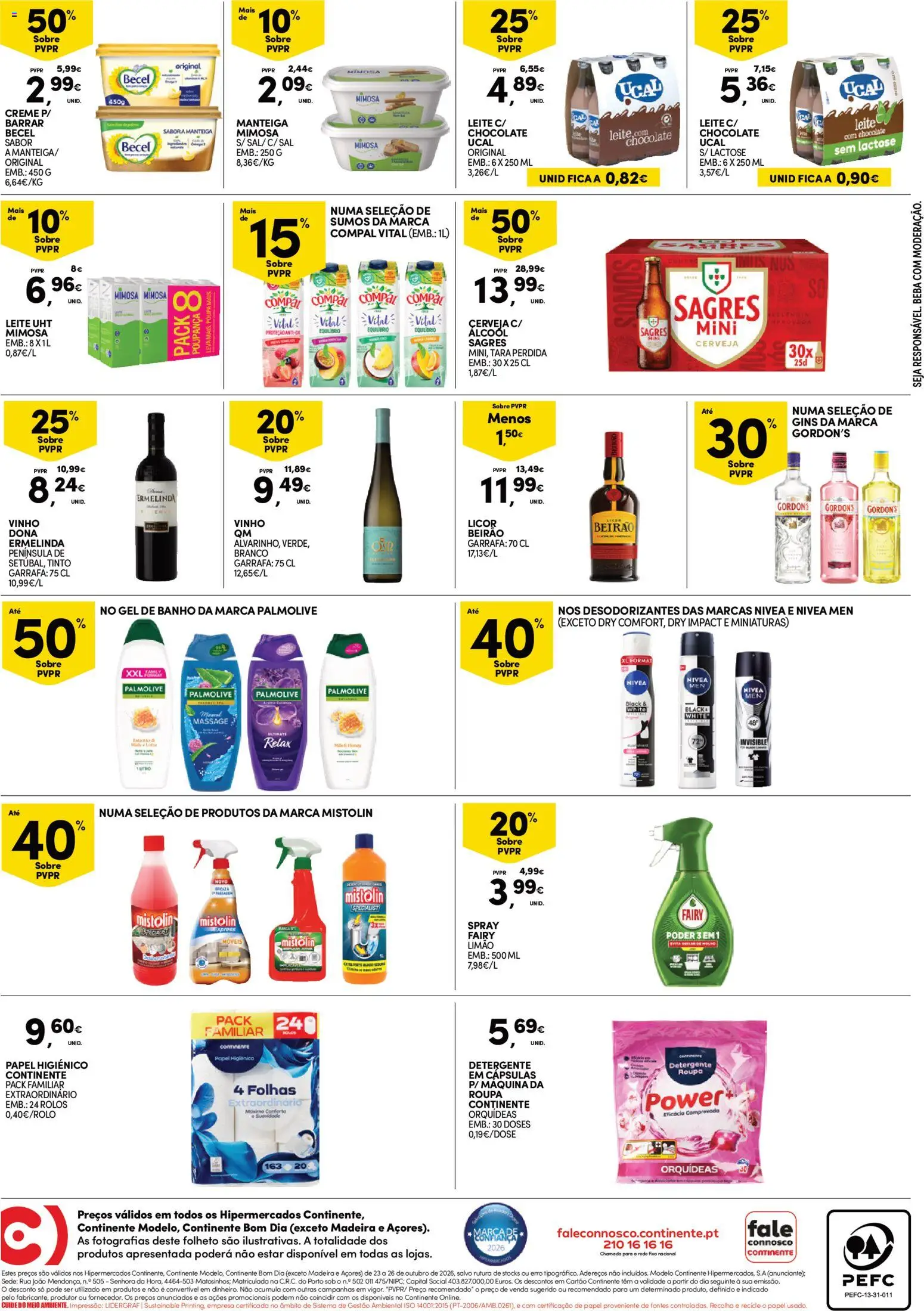 Continente Fim de Semana │ válido de 23/10/2026 | Página: 4 | Produtos: Leite, Banho, Chocolate, Álcool