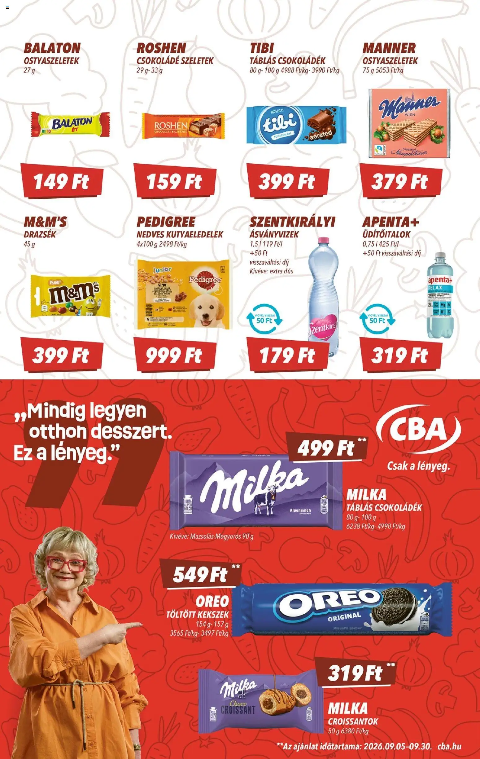 CBA akciós ujság - amely érvényes a következő dátumtól: 2026.09.10. | Oldal: 6 | Termékek: Milka, M&M’s, Oreo, Kekszek