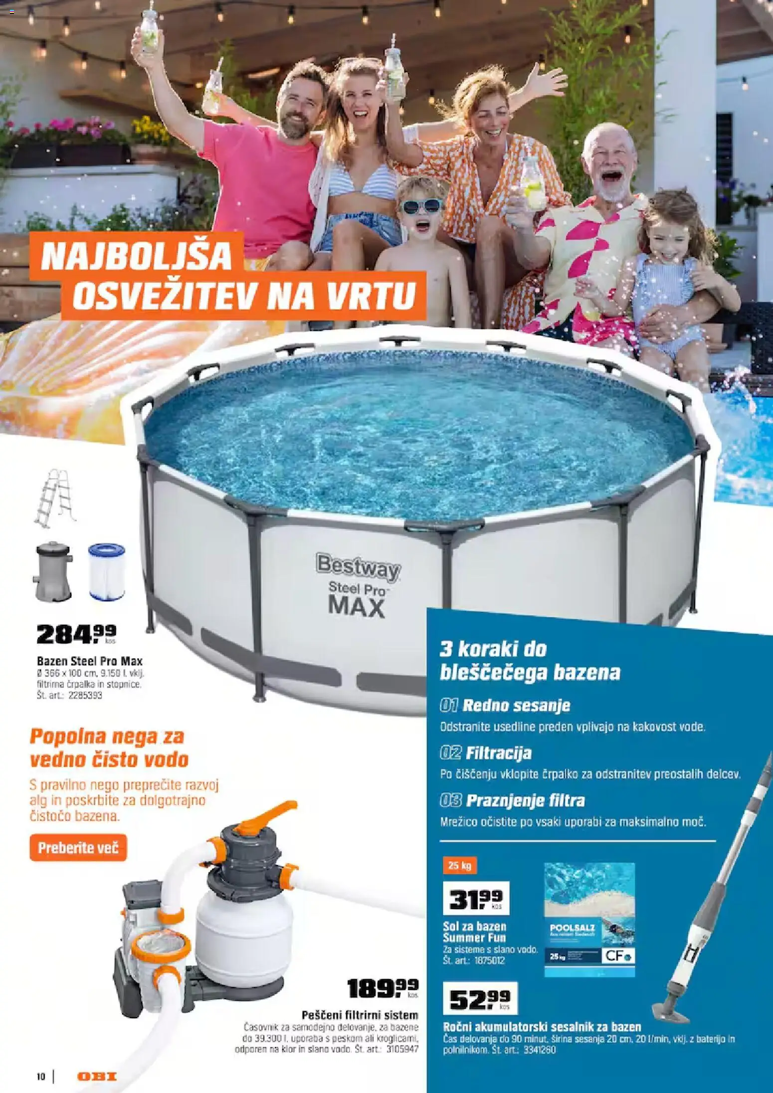 Novi OBI katalog ponudbe – veljaven od 01.04.2026 | Stran: 10 | Izdelki: Bazen, Črpalka, Sol, Časovnik