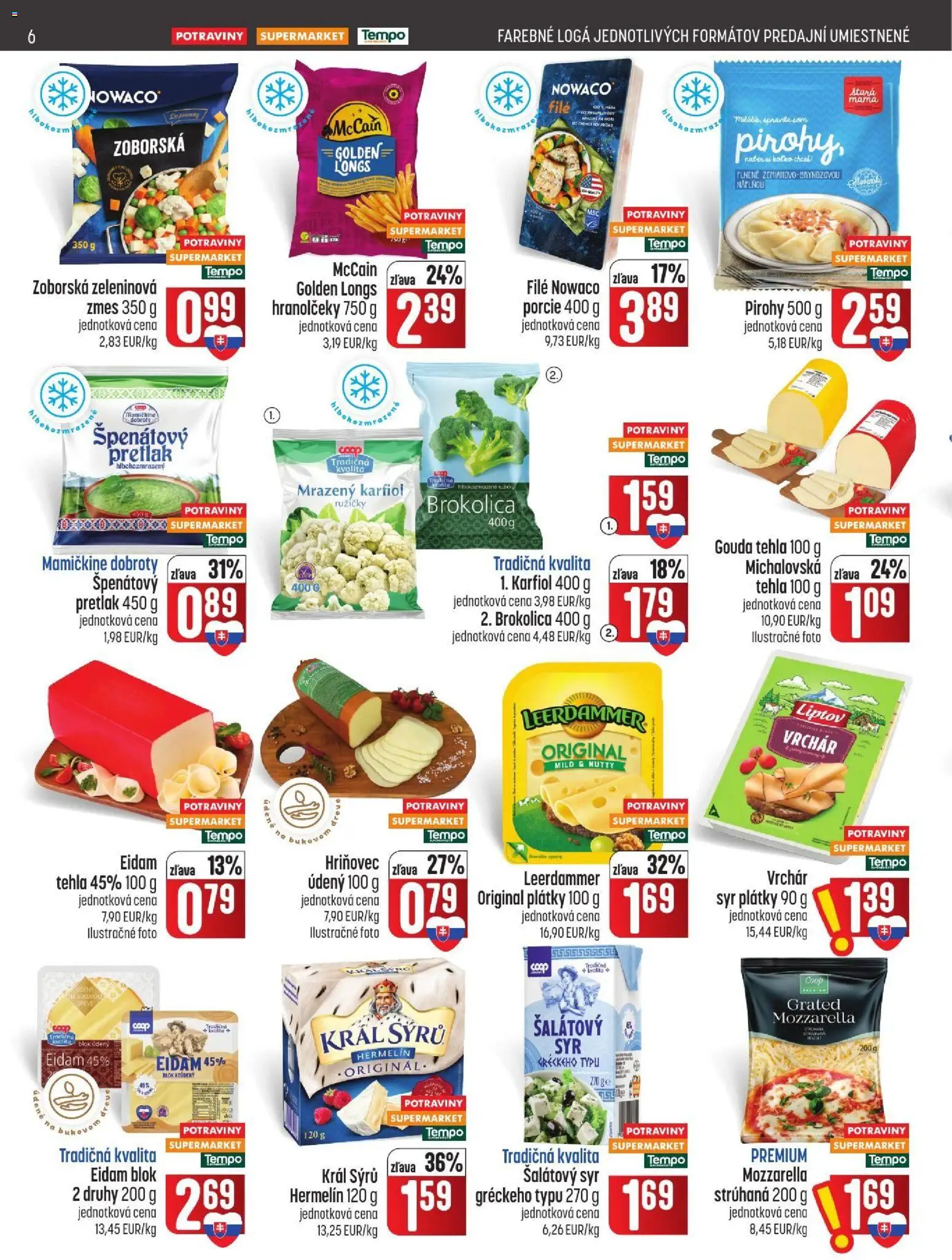 Nové COOP Jednota akcie – leták je platný od 29.10.2026 | Strana: 6 | Produkty: Gouda, Karfiol, Brokolica, Pretlak