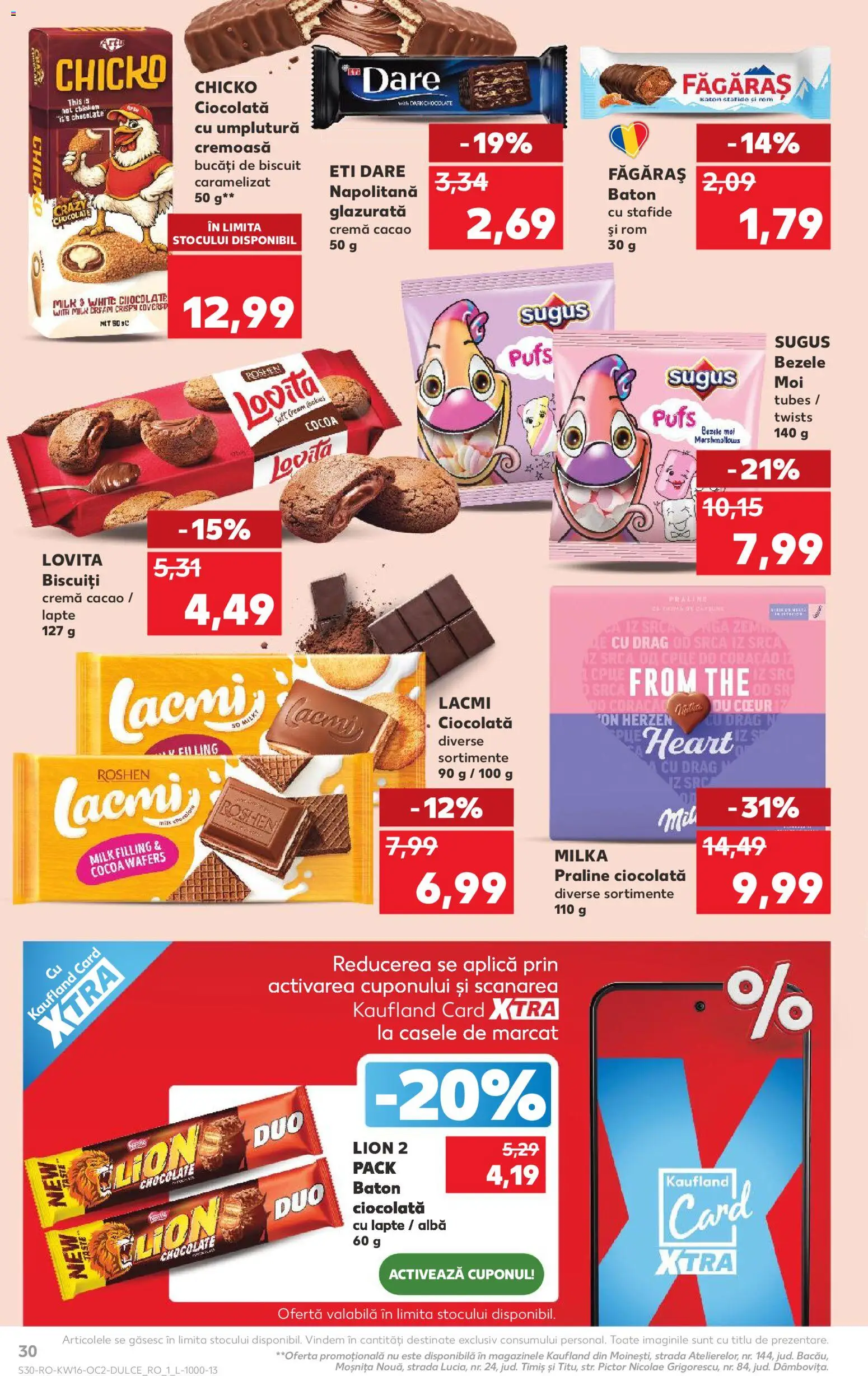Kaufland RO akciós ujság - amely érvényes a következő dátumtól: 15.04.2026 | Oldal: 30 | Termékek: Praliné, Só