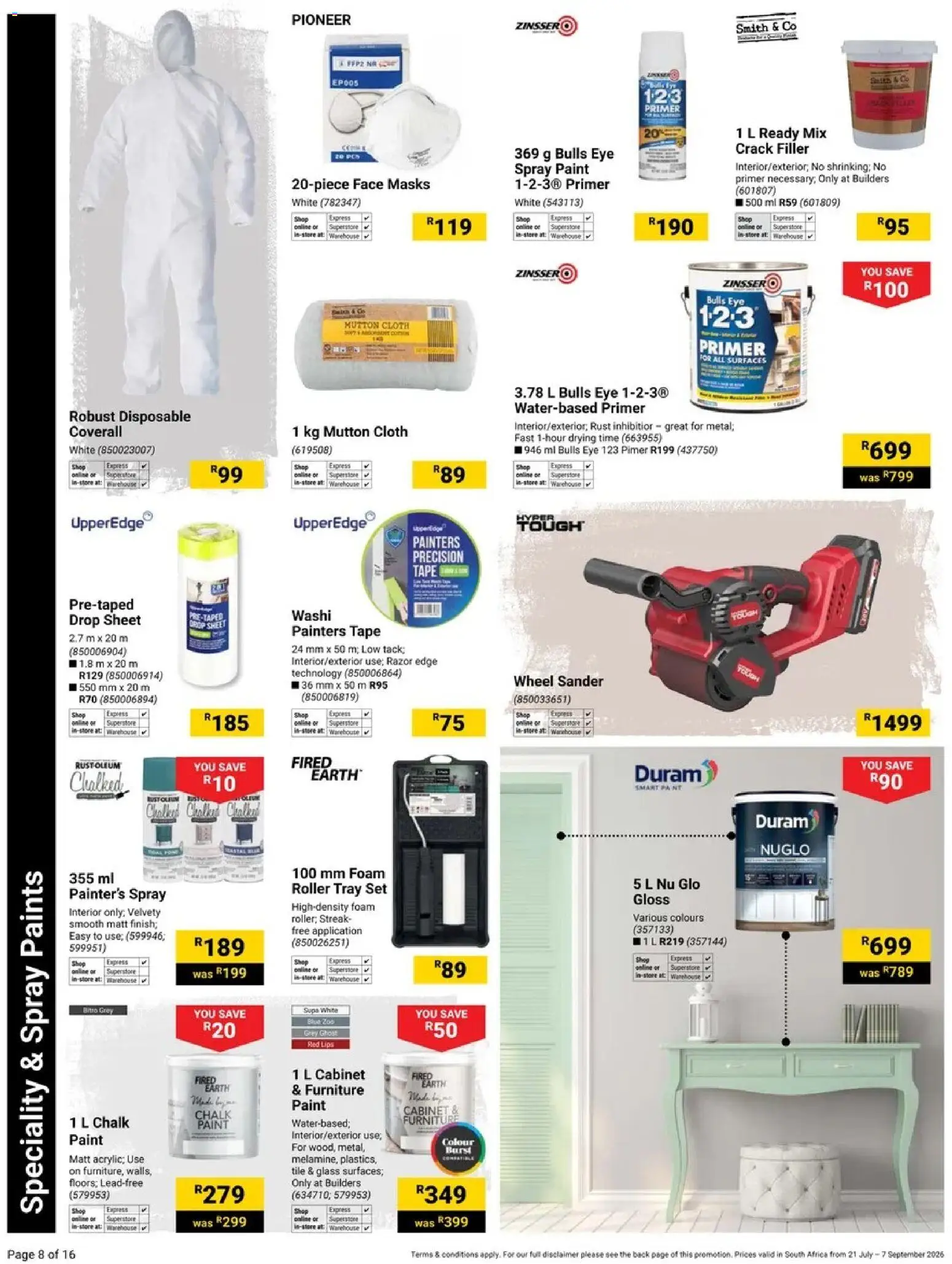 New Builders catalogue – valid from 21/07/2026 | Page: 8 | Products: Primer, Gloss, Agua con gas, Foam