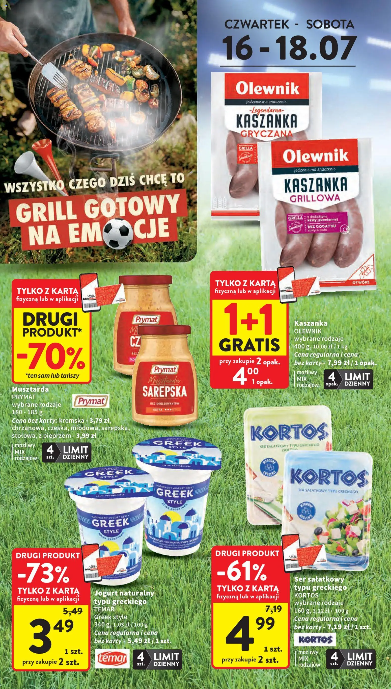 Intermarche gazetka od 16.07.2026 | Strona: 4 | Produkty: Grill, Jogurt naturalny, Kaszanka, Jogurt