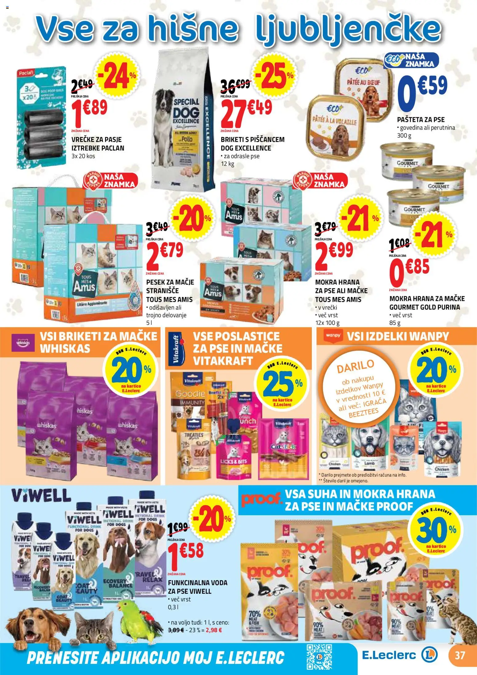 Novi E.leclerc katalog ponudbe – veljaven od 30.09.2026 | Stran: 37 | Izdelki: Hrana za pse, Pašteta, Stranisce, Kos