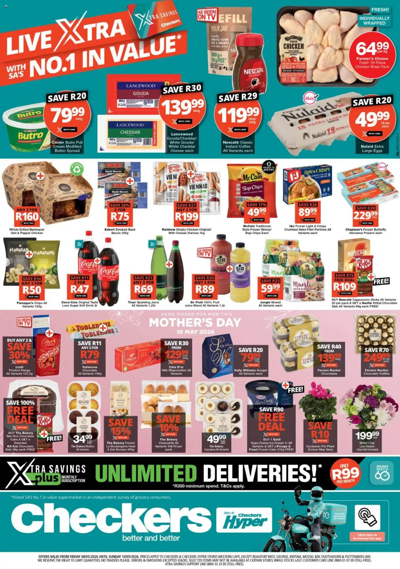 New Checkers catalogue – valid from 08.05.2026 | Page: 1 | Products: Eggs, Chocolate, Juice, Salt