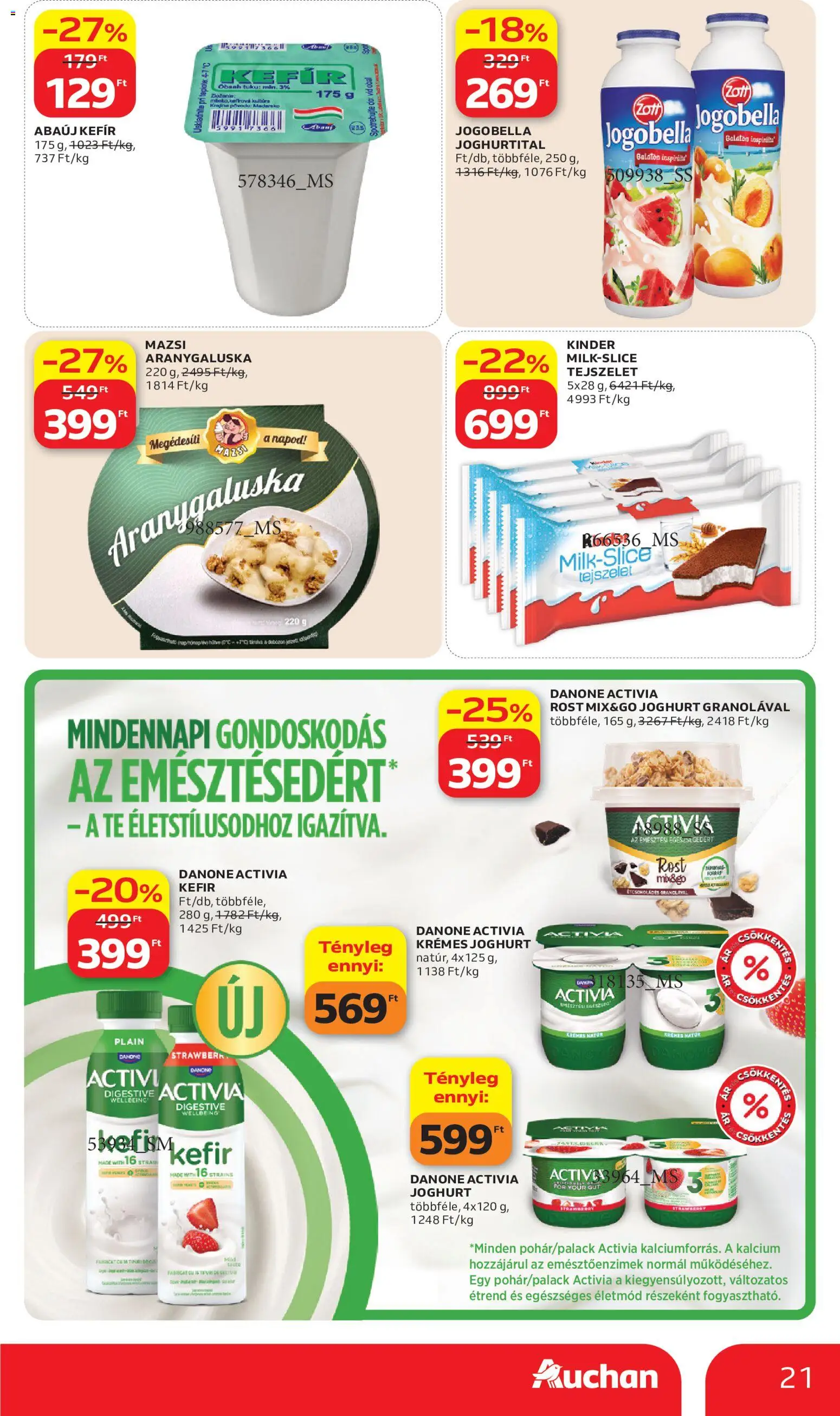 Auchan akciós ujság - amely érvényes a következő dátumtól: 11.06.2026 | Oldal: 21 | Termékek: Kefir, Tejszelet, Joghurt