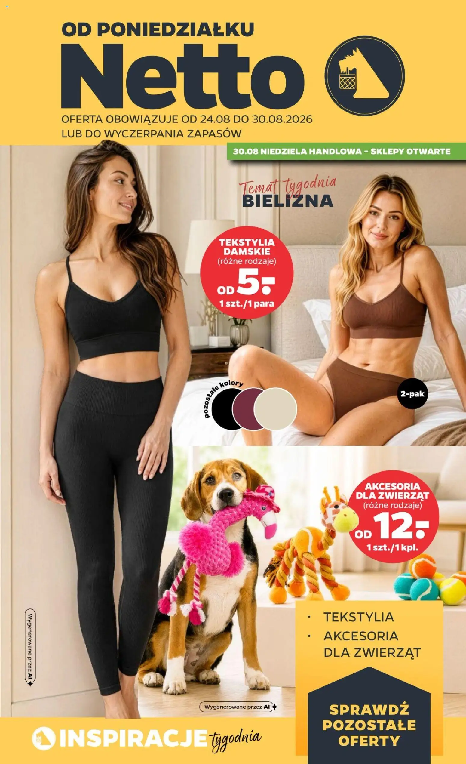 Netto gazetka od poniedziałku NonFood od 24.08.2026 | Strona: 1 | Produkty: Bielizna, Tekstylia