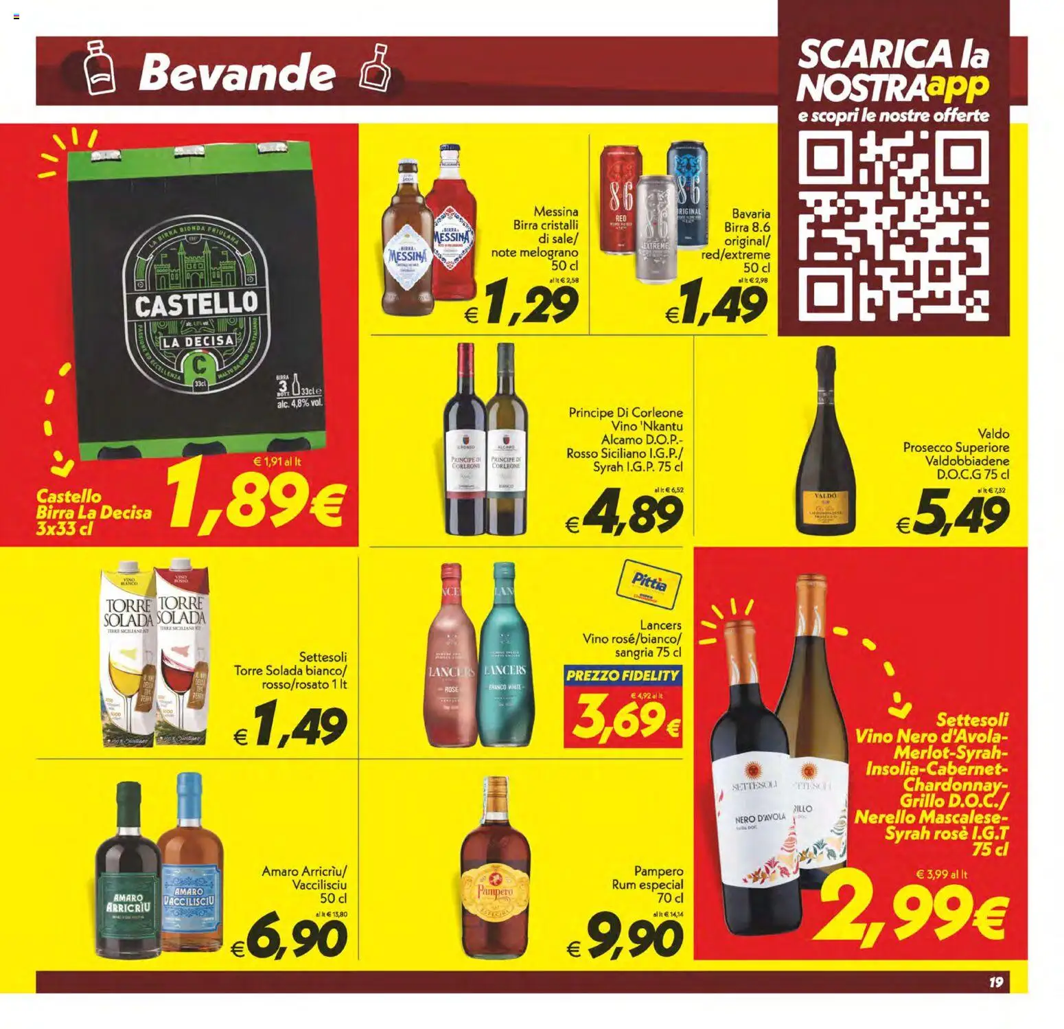 Volantino SuperConveniente del 22/09/2026 | Pagina: 19 | Prodotti: Bevande, Vino, Birra messina, Amaro