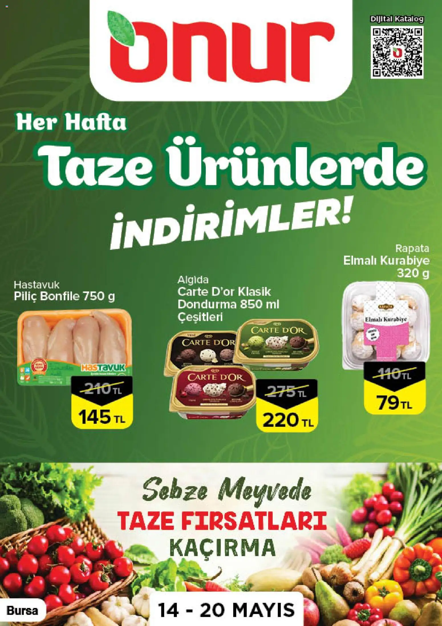 Onur Market - Taze Ürünlerde İndirimler - Bursa - 14.05.2026 tarihinden itibaren geçerlidir | Sayfa: 1