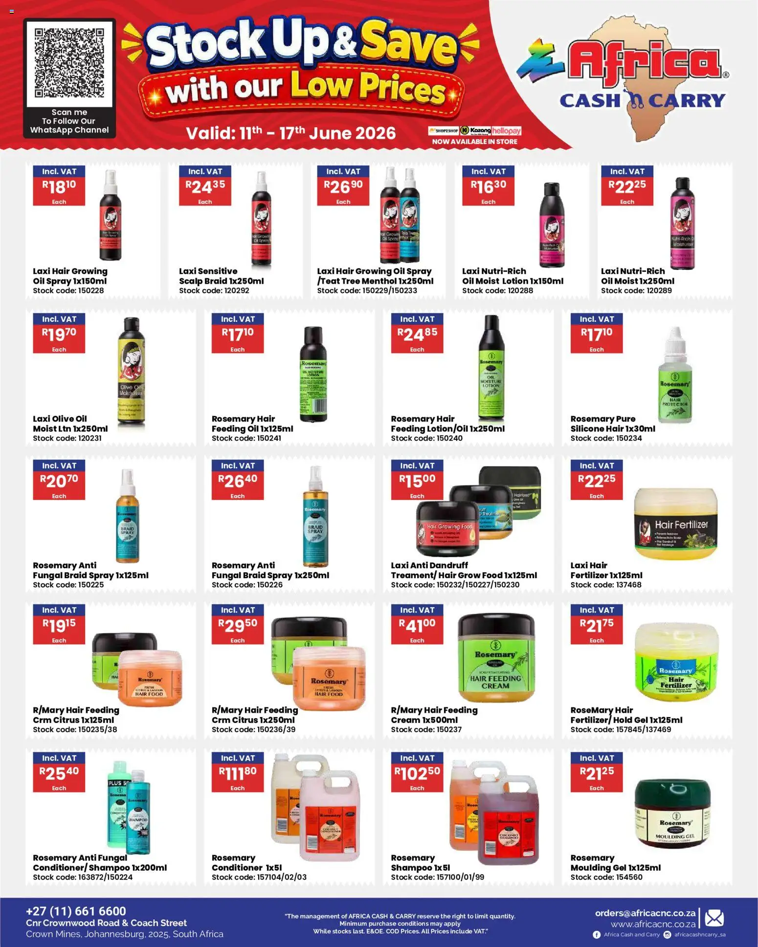 New Africa Cash & Carry catalogue – valid from 11.06.2026 | Page: 68 | Products: Oil, Shampoo, Conditioner, Cream