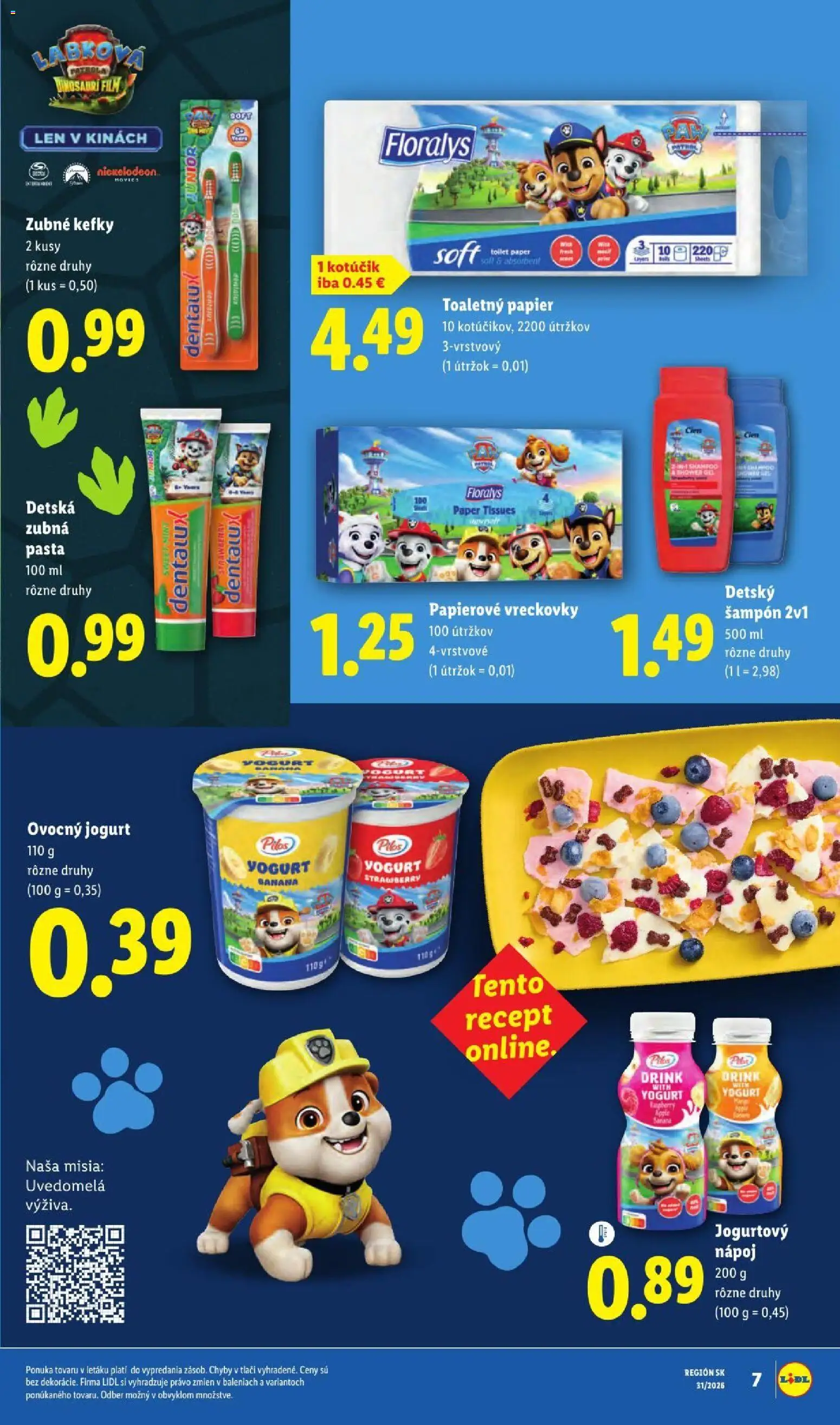 Nové Lidl akcie – leták je platný od 03.08.2026 | Strana: 47 | Produkty: Jogurt, Šampón, Toaletný papier, Zubná pasta
