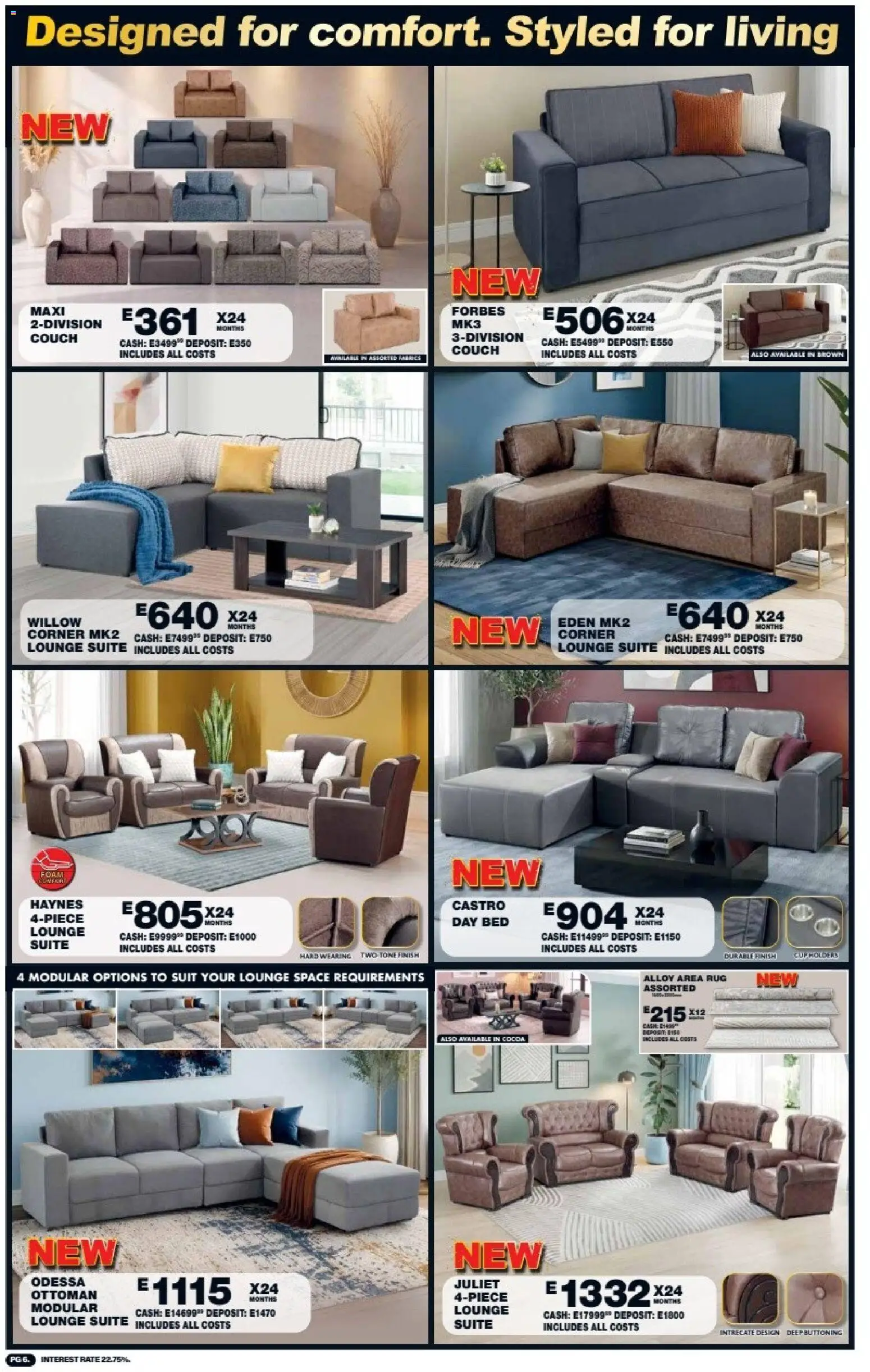 New Lewis Stores catalogue – valid from 10/08/2026 | Page: 6 | Products: Cocoa, Bed, Couch, Lounge suite
