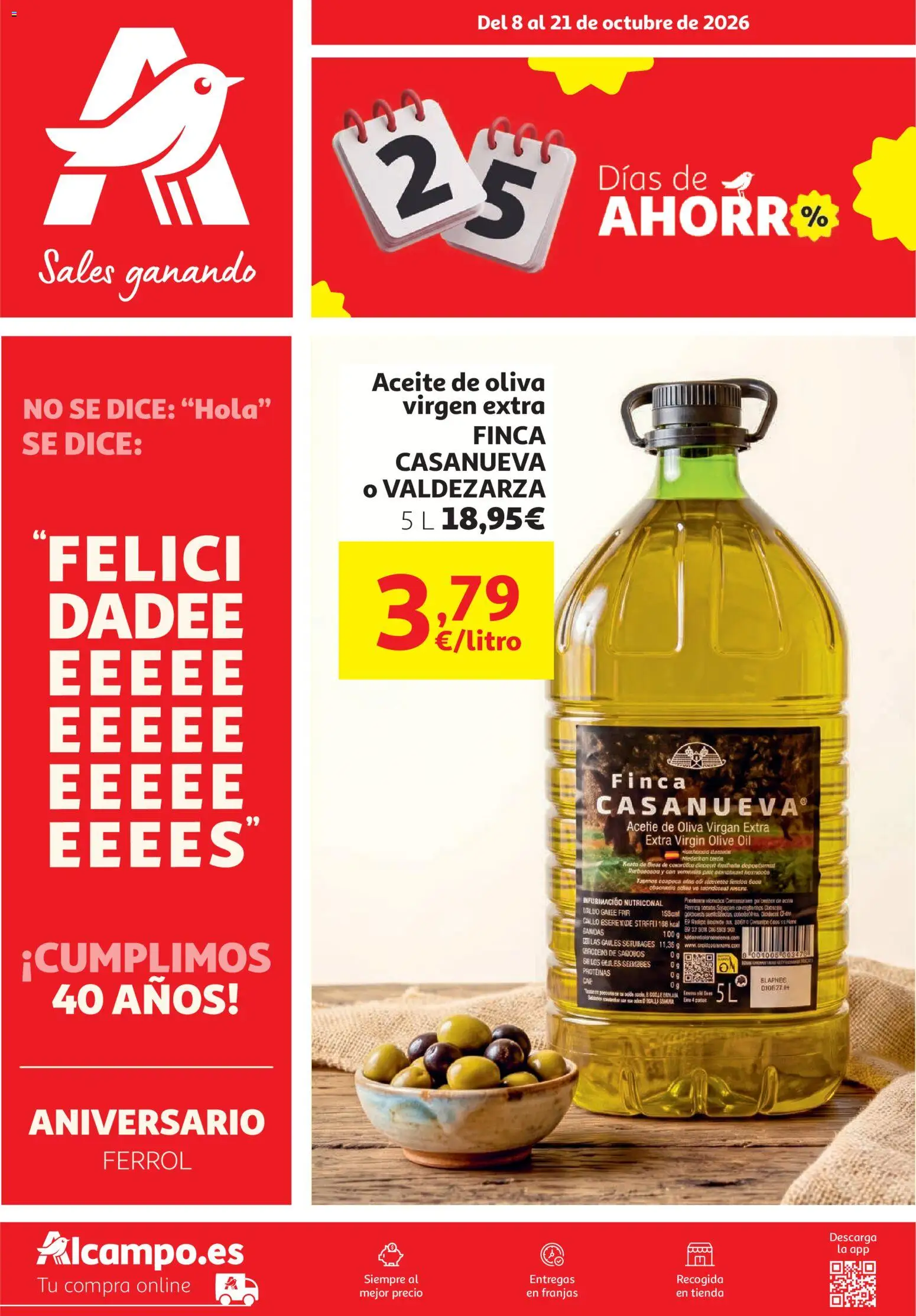 Alcampo HG Ferrol │ válido desde el 08/10/2026 | Página: 1 | Productos: Aceite, Aceite de oliva, Aceite de oliva virgen extra