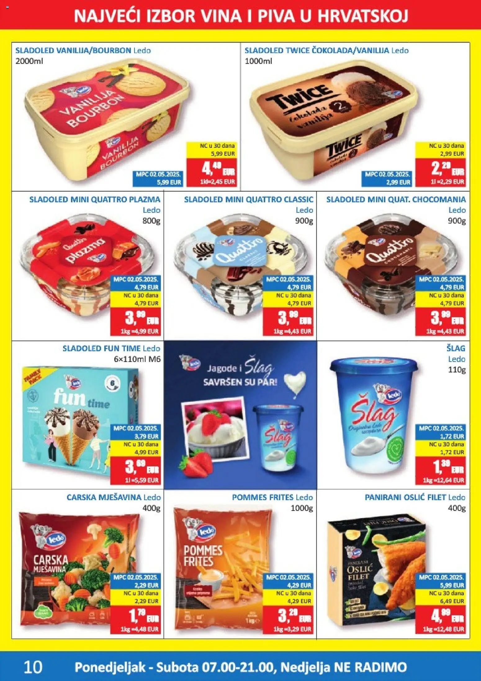 Vrutak katalog | vrijedi od 11.05.2026 | Stranica: 10 | Proizvodi: Pommes frites, Ledo, Oslić, Šlag
