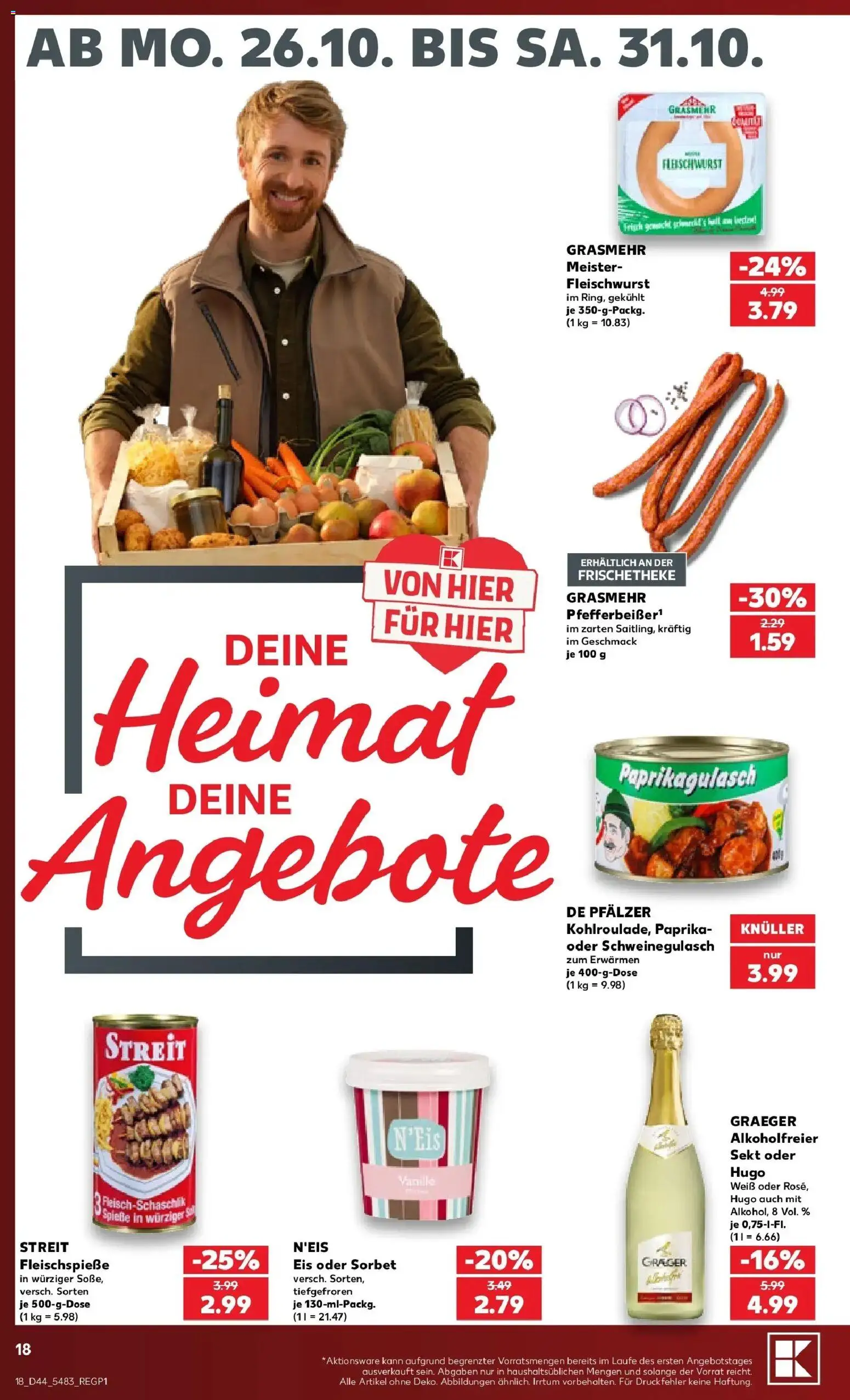 Prospekt Kaufland ab 26.10.2026 » Angebote Online zum Blättern | Seite: 22 | Produkte: Schweinegulasch, Sekt, Vanille, Alkoholfreier Sekt