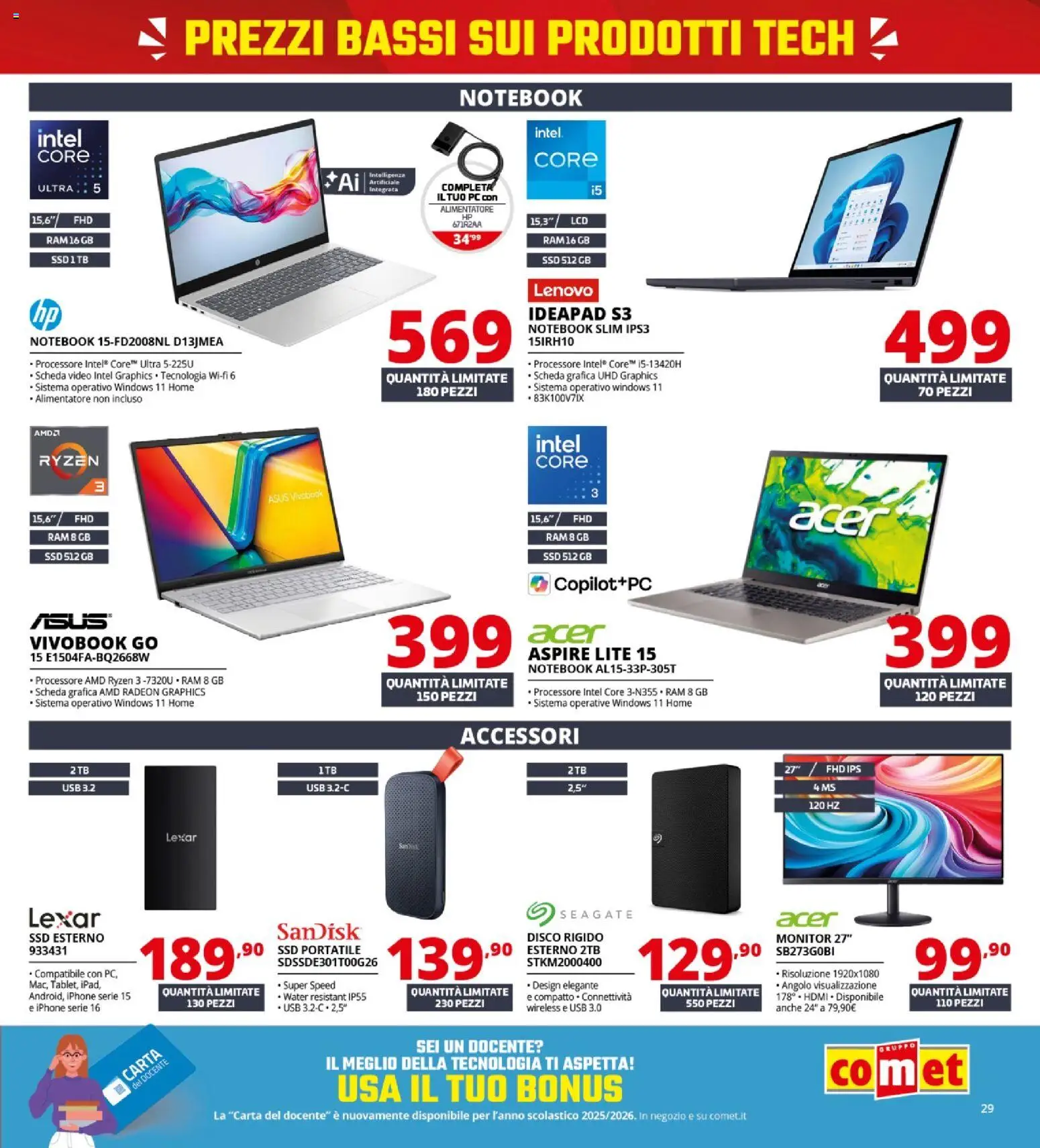 Volantino Comet del 21.05.2026 | Pagina: 29 | Prodotti: Notebook, Video, Disco, USB