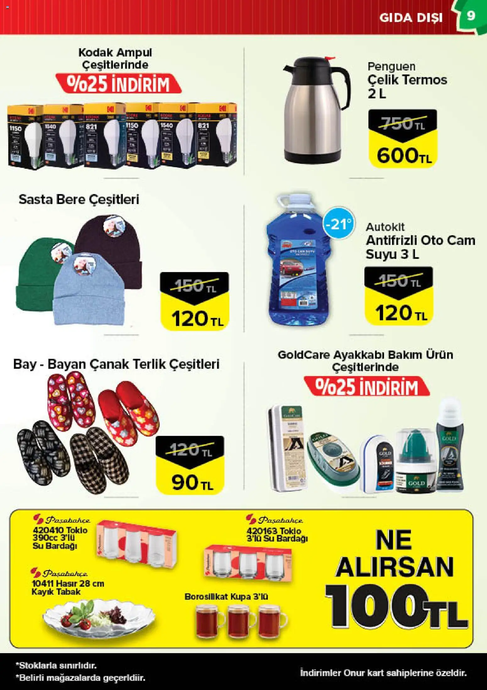 Onur Market Katalog Bursa - 27 Ekim 2026 tarihinden itibaren geçerlidir | Sayfa: 9 | Ürünler: Su, Terlik, Cam suyu, Su bardağı