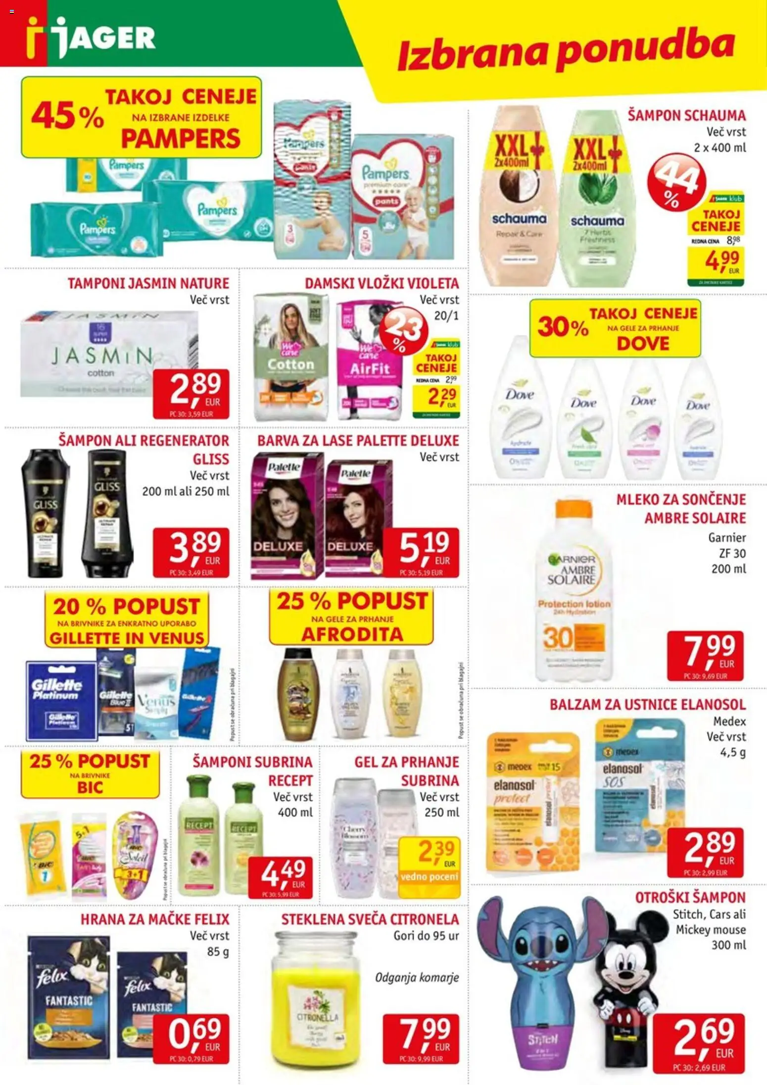 Novi Jager katalog ponudbe – veljaven od 06.05.2026 | Stran: 14 | Izdelki: Gel za prhanje, Sveča, Vložki, Mleko