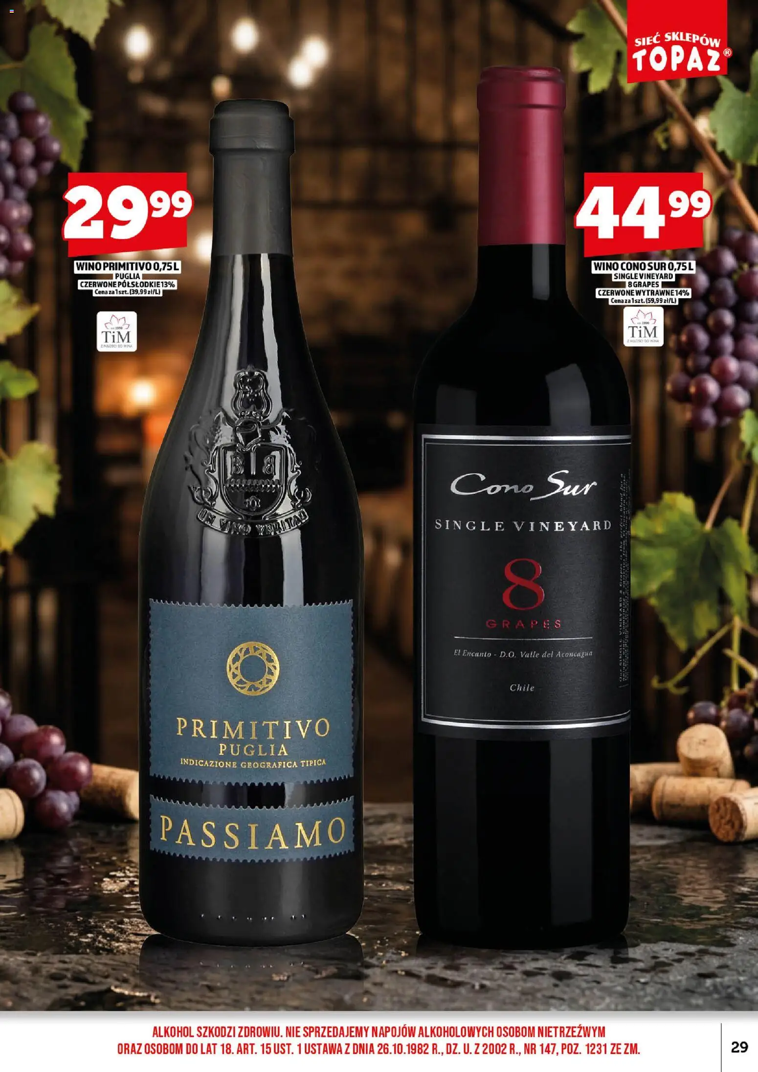 Topaz gazetka alkoholowa od 01.09.2026 | Strona: 31 | Produkty: Wino Primitivo, Primitivo, Wino, Alkohol