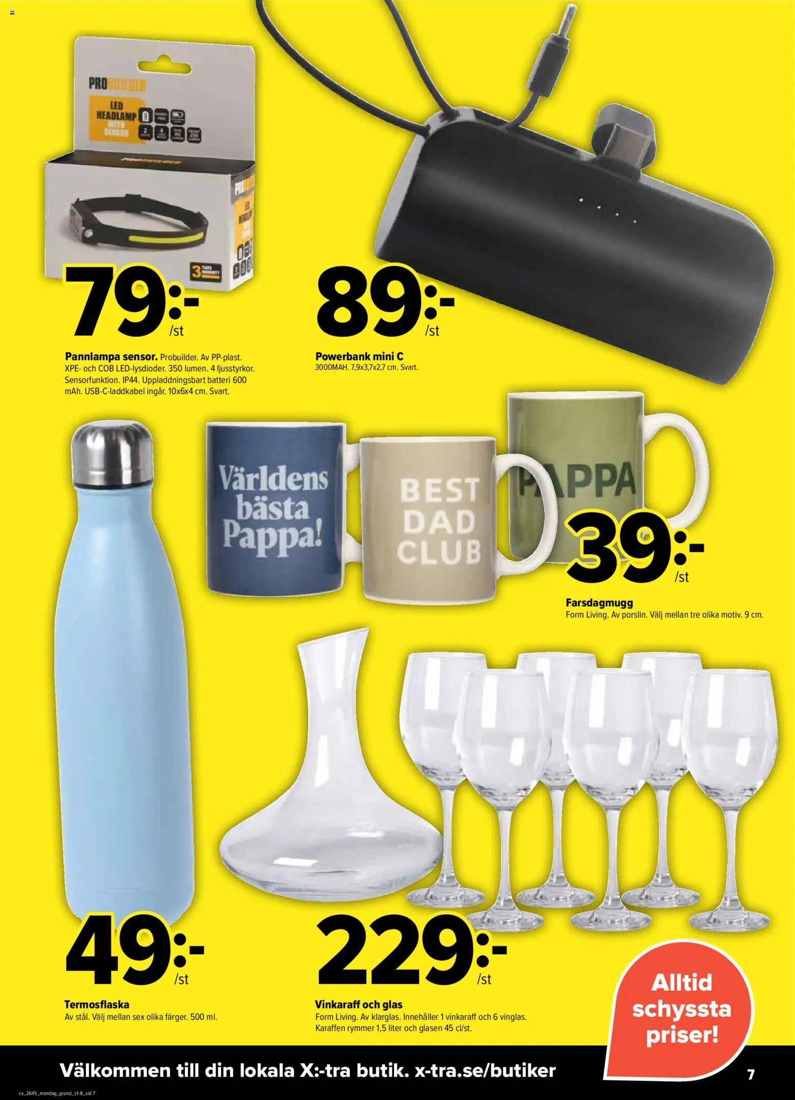 Coop X:-TRA reklamblad aktuell från 02/11/2026 | Sida: 7 | Produkter: Batteri, Glas, Pannlampa, Powerbank