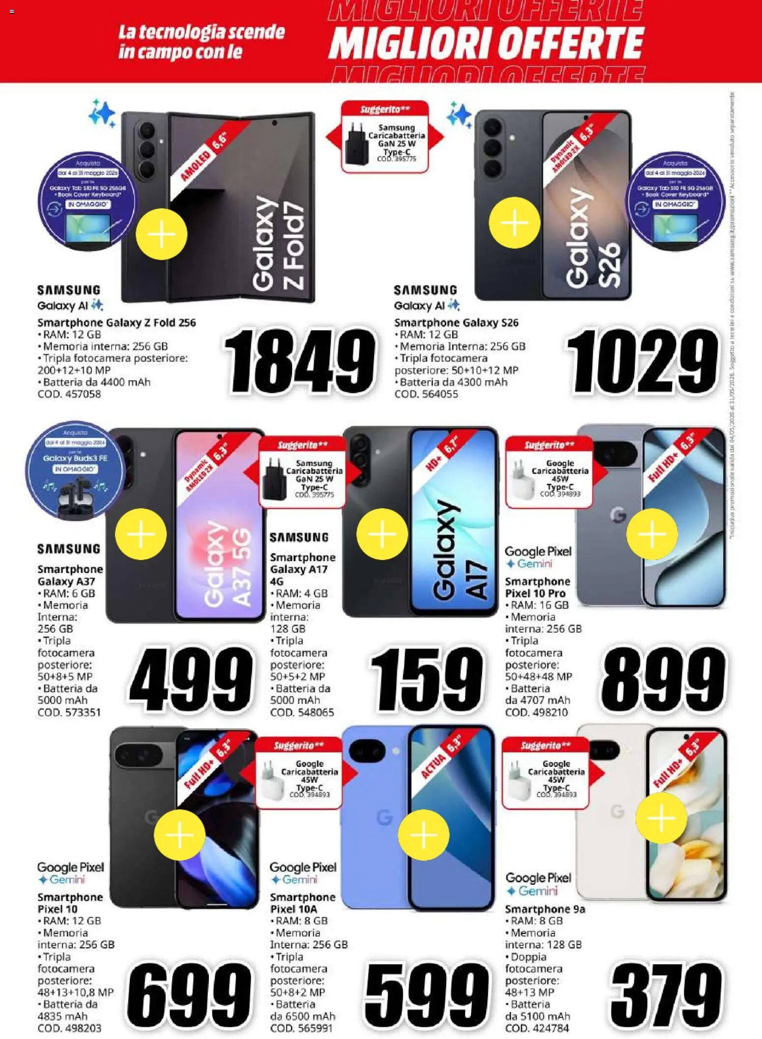 Volantino Media World del 18.05.2026 | Pagina: 20 | Prodotti: Smartphone, Fotocamera, Batteria, Samsung
