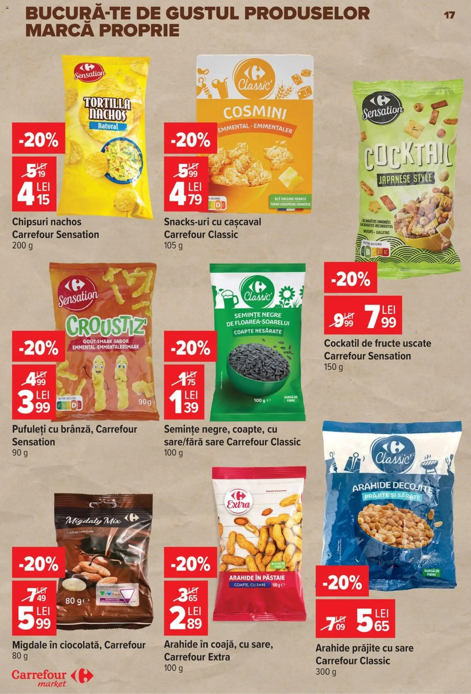 Noul catalog Carrefour – valabil de la 08.07.2026 | Pagină: 18 | Produse: Migdale, Cocktail, Fructe, Sare