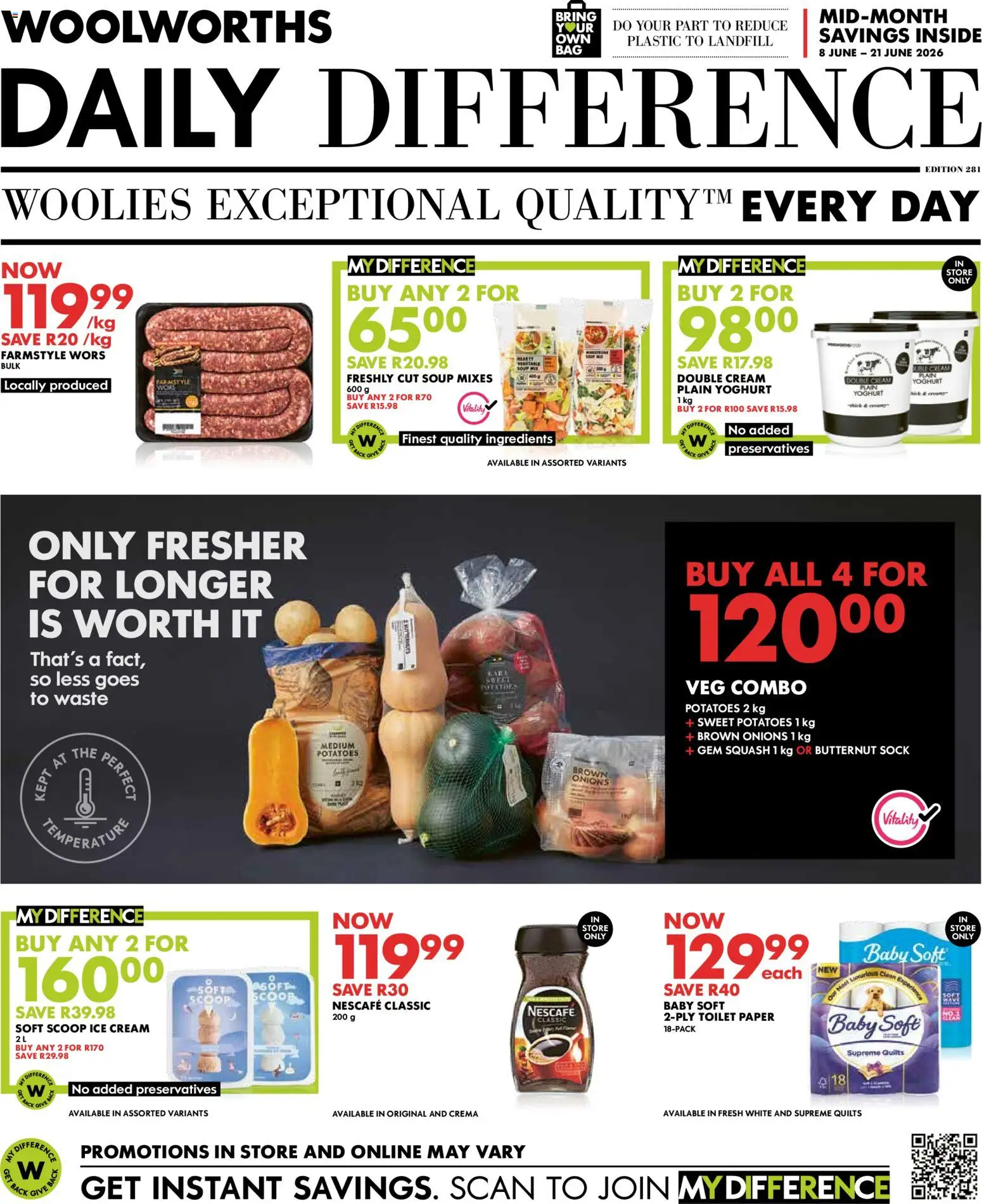 New Woolworths catalogue – valid from 08.06.2026 | Page: 1 | Products: Toilet, Cream, Onions, Paper